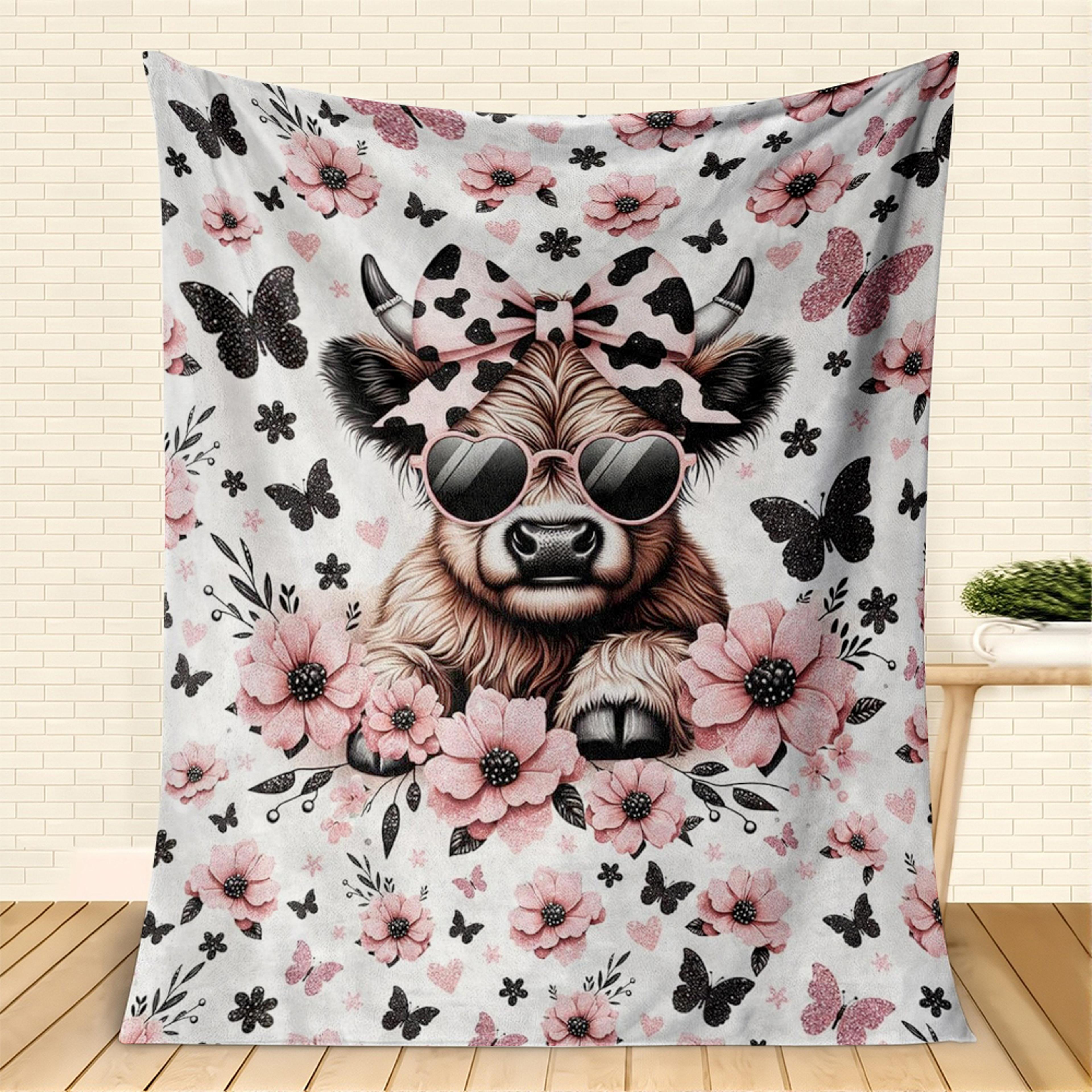 Cute Highland Cow Blanket Soft Flannel Throw Blanket For Couch Bed  Cozy Home Decor 10