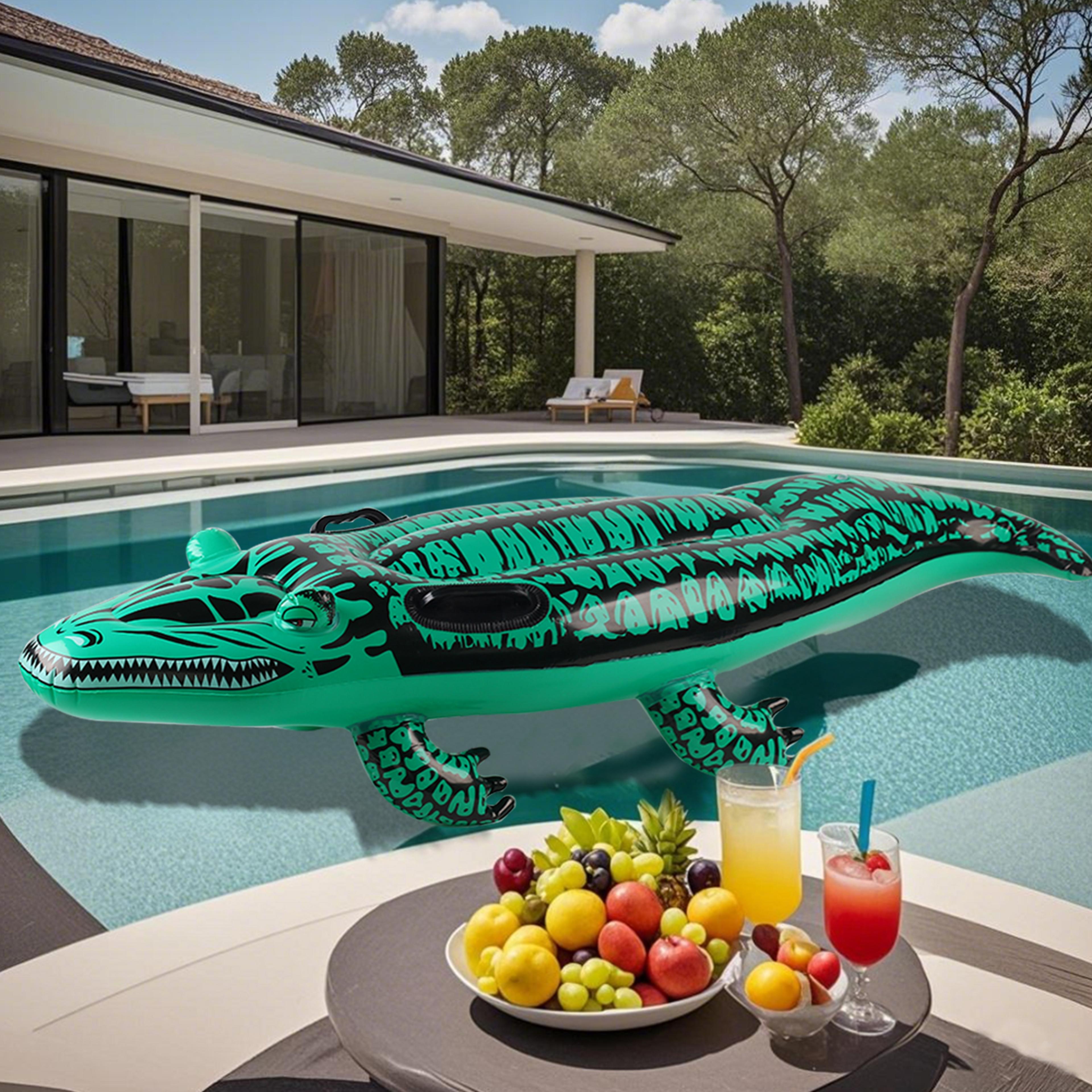 Adventure Inflatable Crocodile Pool Float Ride On With Handles For Kids  Adults 0