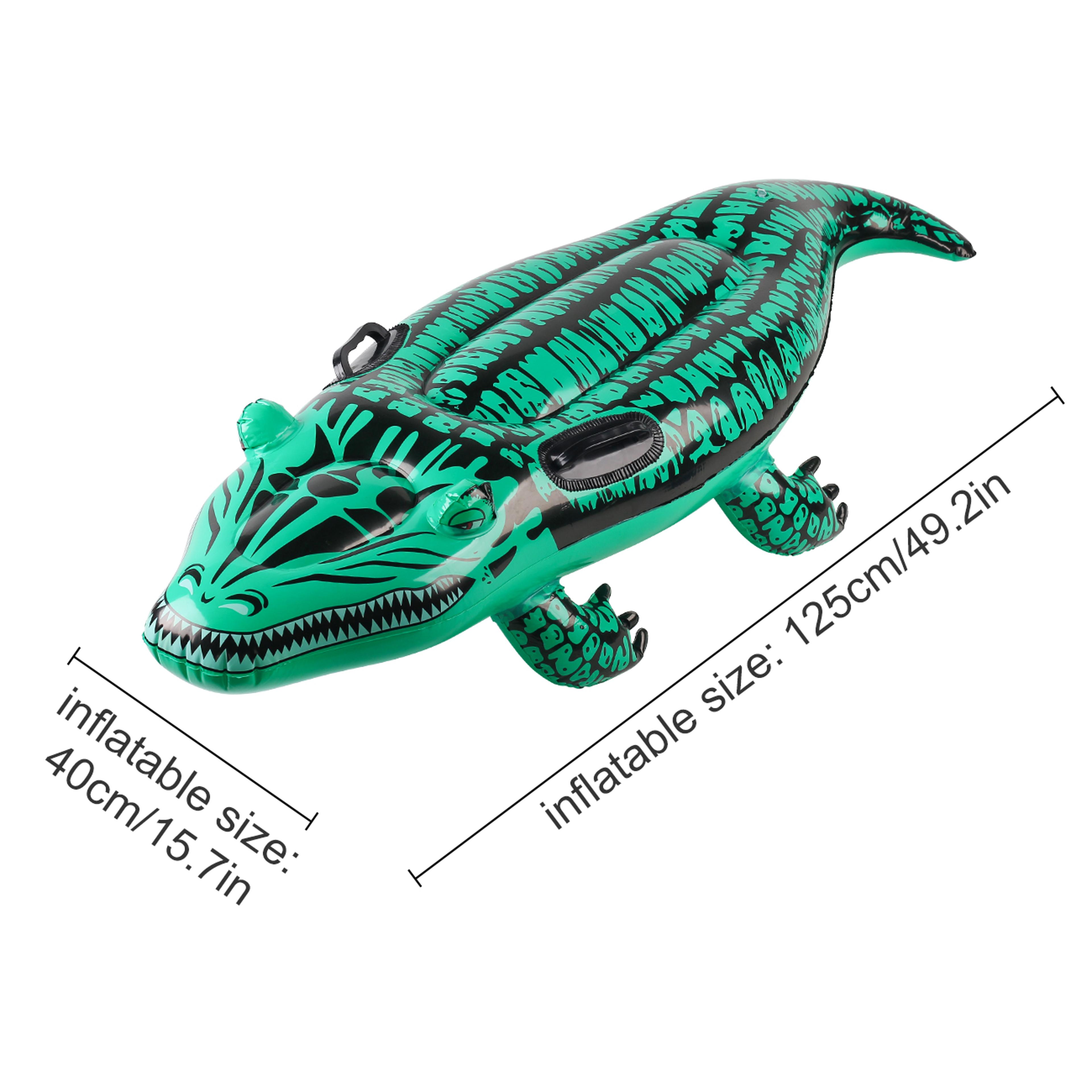 Adventure Inflatable Crocodile Pool Float Ride On With Handles For Kids  Adults 1