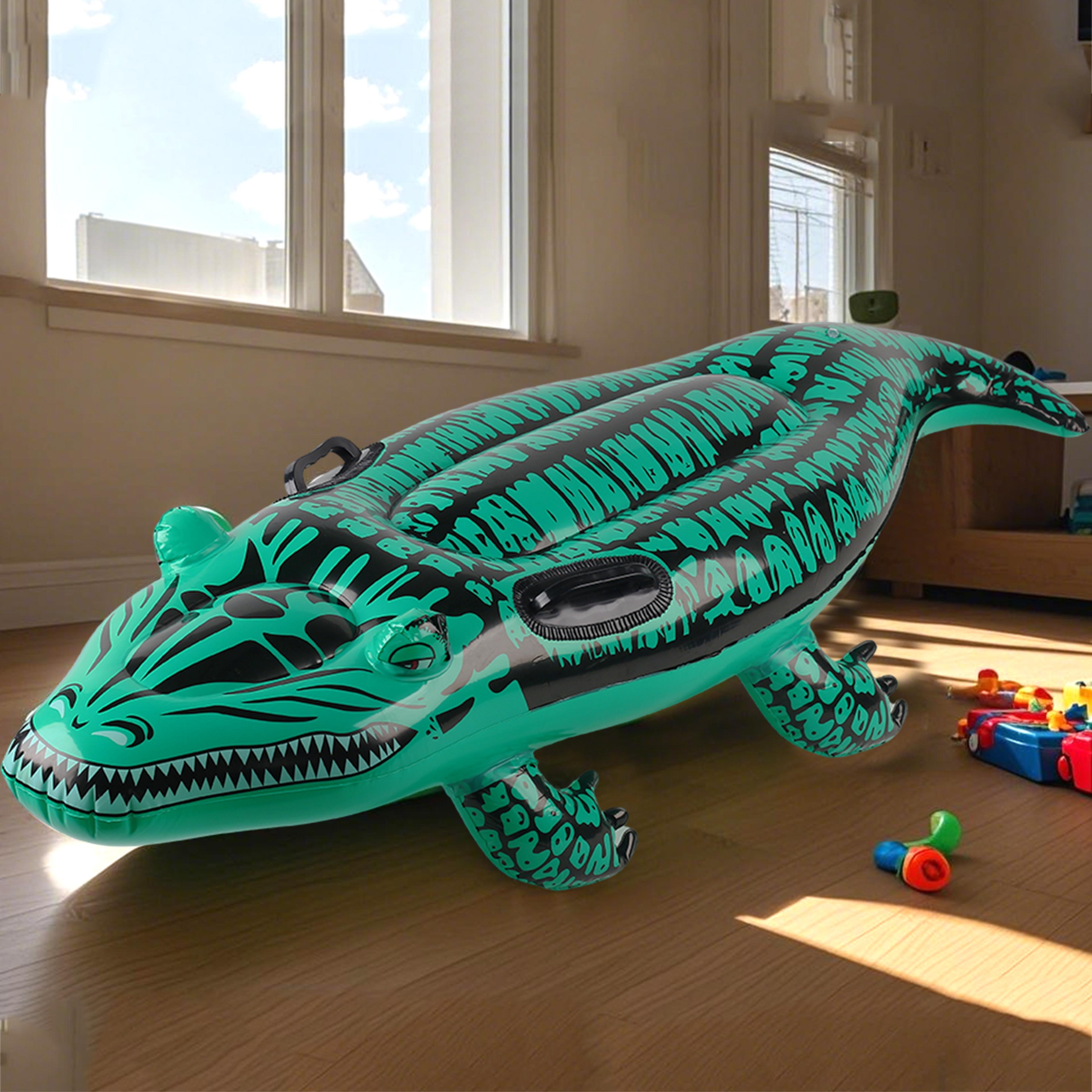 Adventure Inflatable Crocodile Pool Float Ride On With Handles For Kids  Adults 3