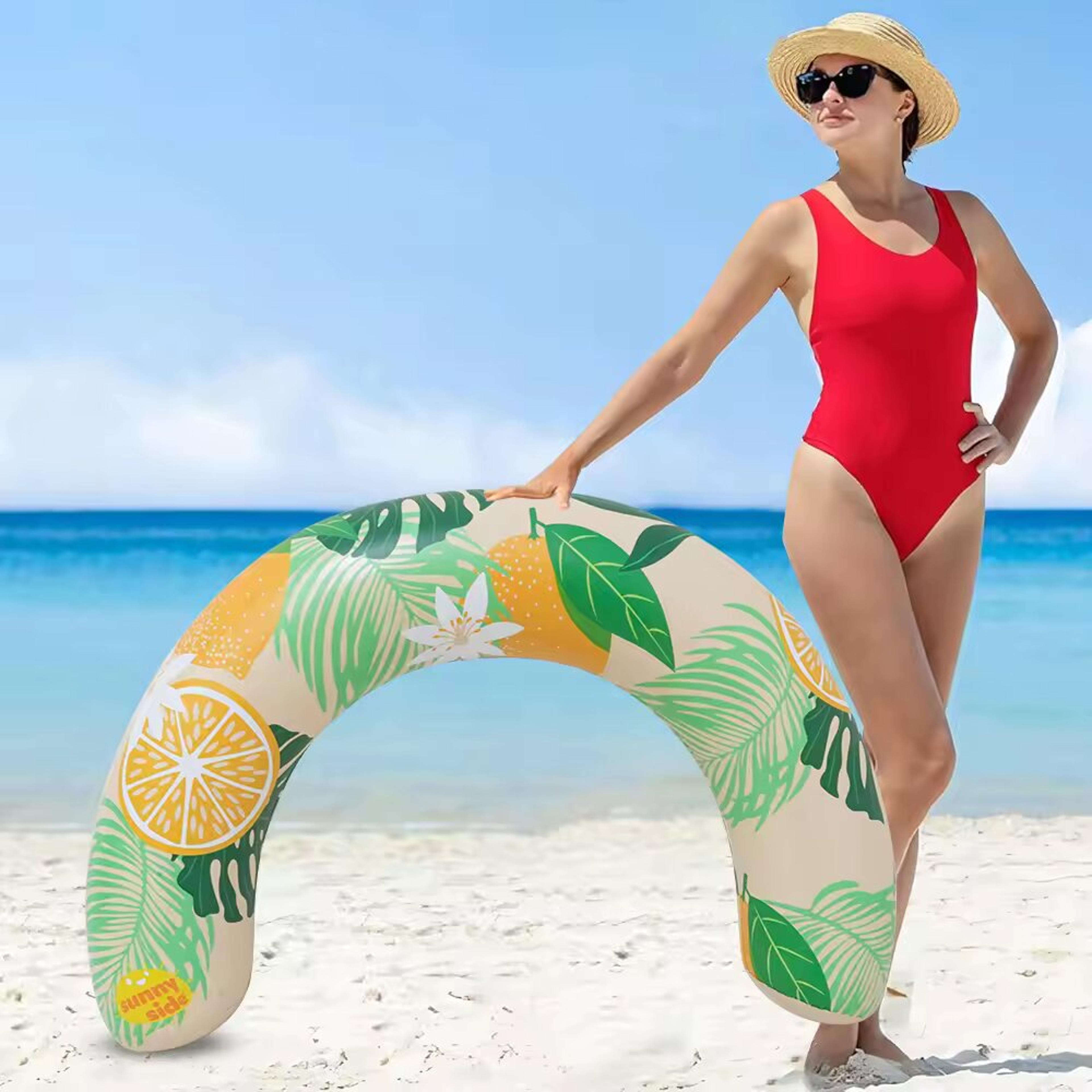 ComfortEase Inflatable Pool Float U Shaped Swim Ring With Neck  Back Support For Pool  Beach 0