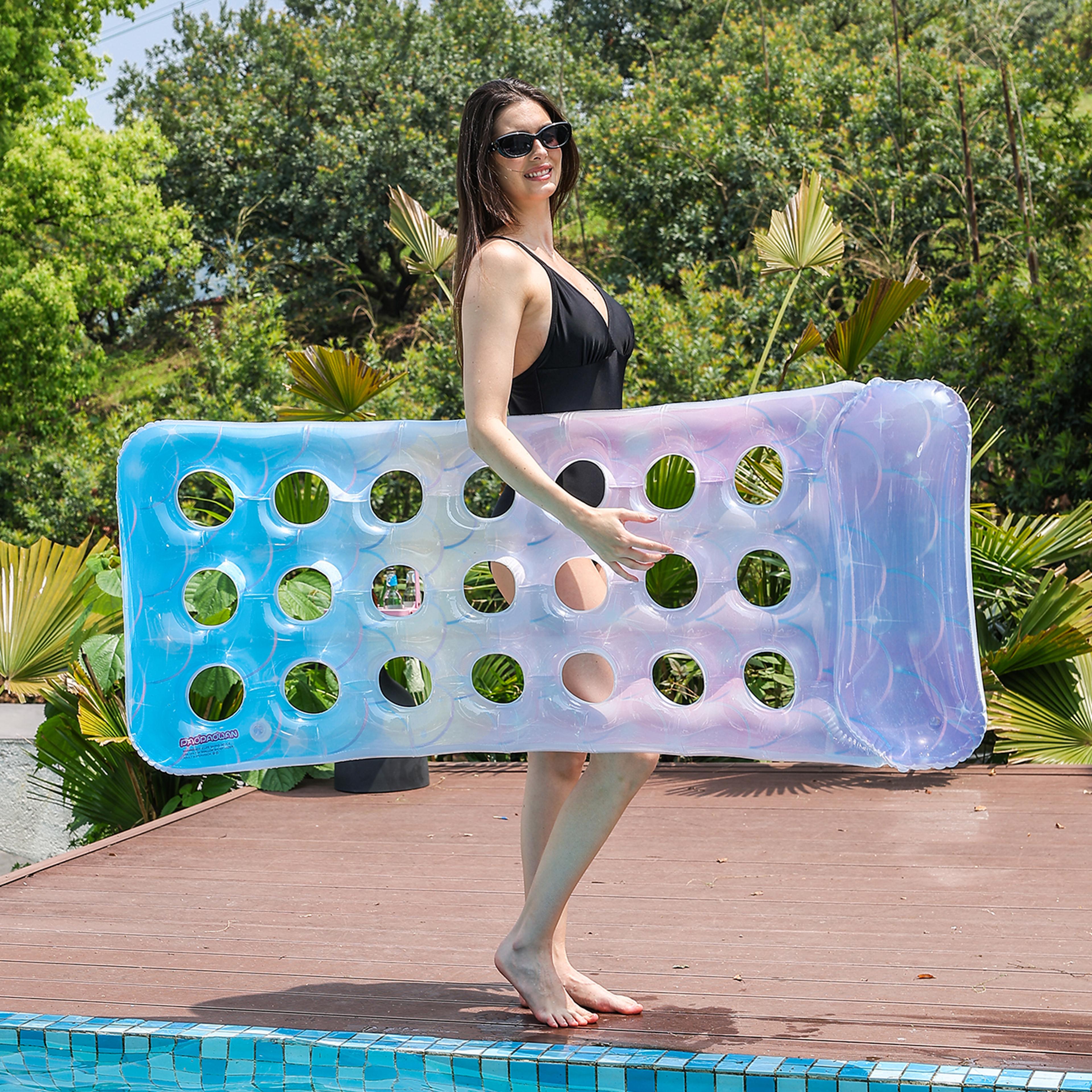 Adult Pool Float With Headrest Heavy Duty Inflatable Pool Raft Oversized Pool Lounger 3