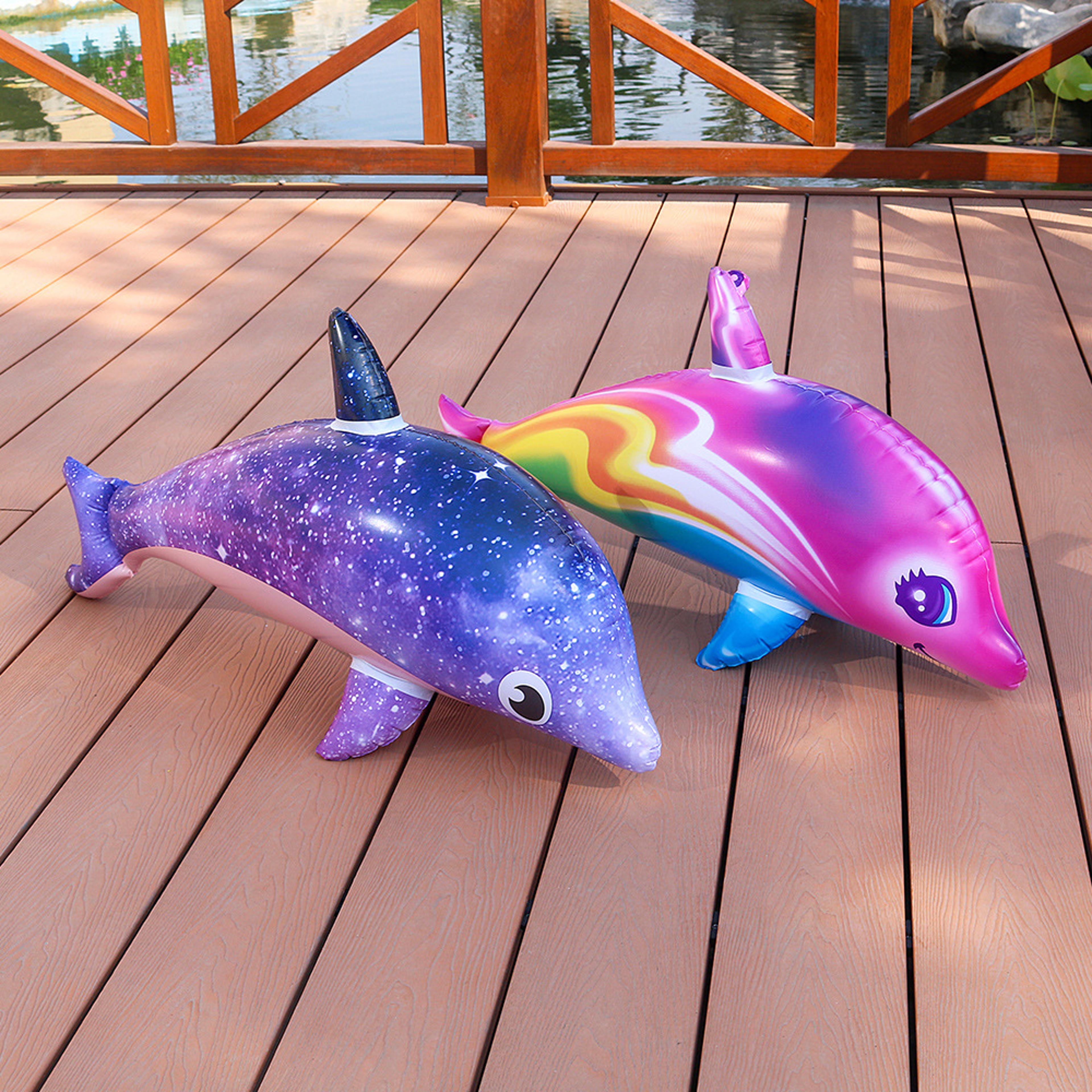 Rainbow Inflatable Dolphin Pool Float Toy For Beach Pool  Ocean Party Decorations 0