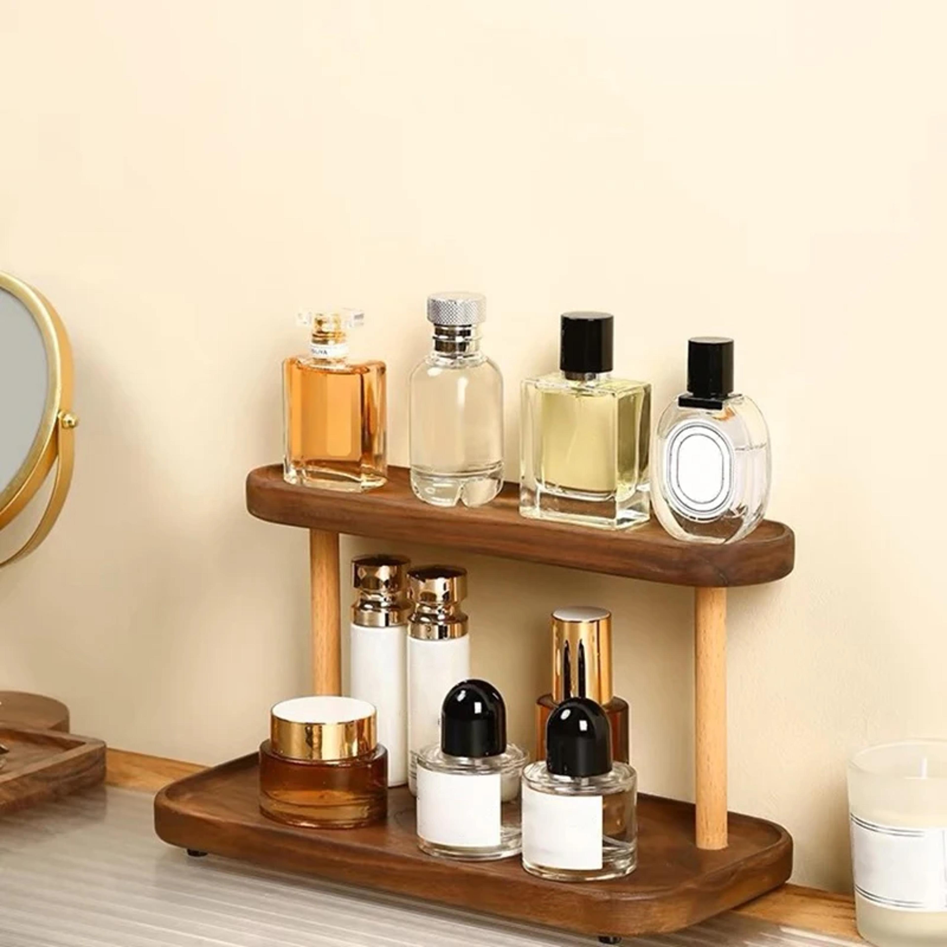 Wooden Desktop Organizer Space Saving Desk Storage Shelf For Cosmetics  Essentials 4