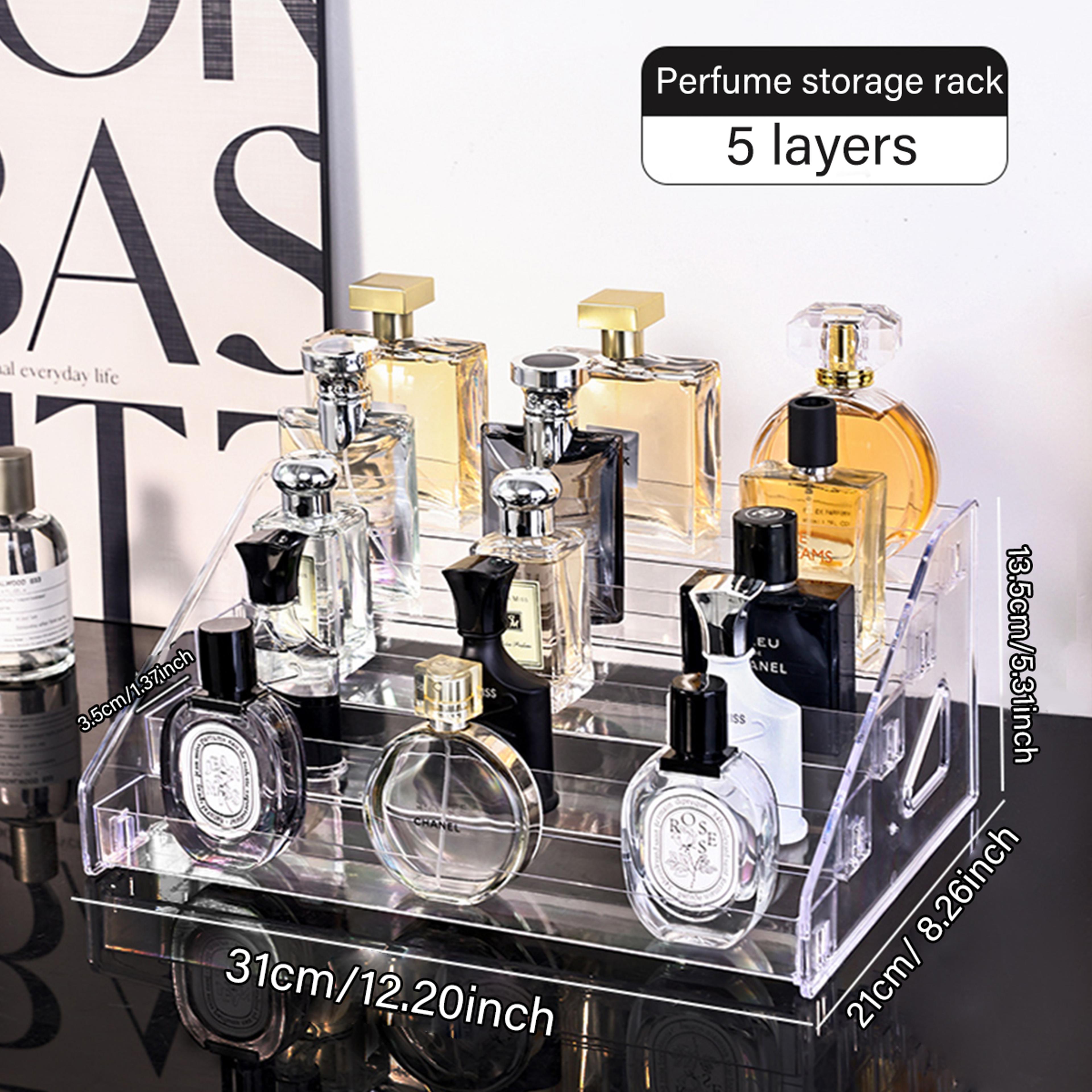 Clear Tiered Perfume Display Stand And Cosmetic Organizer For Vanity Lipstick And Skincare 3