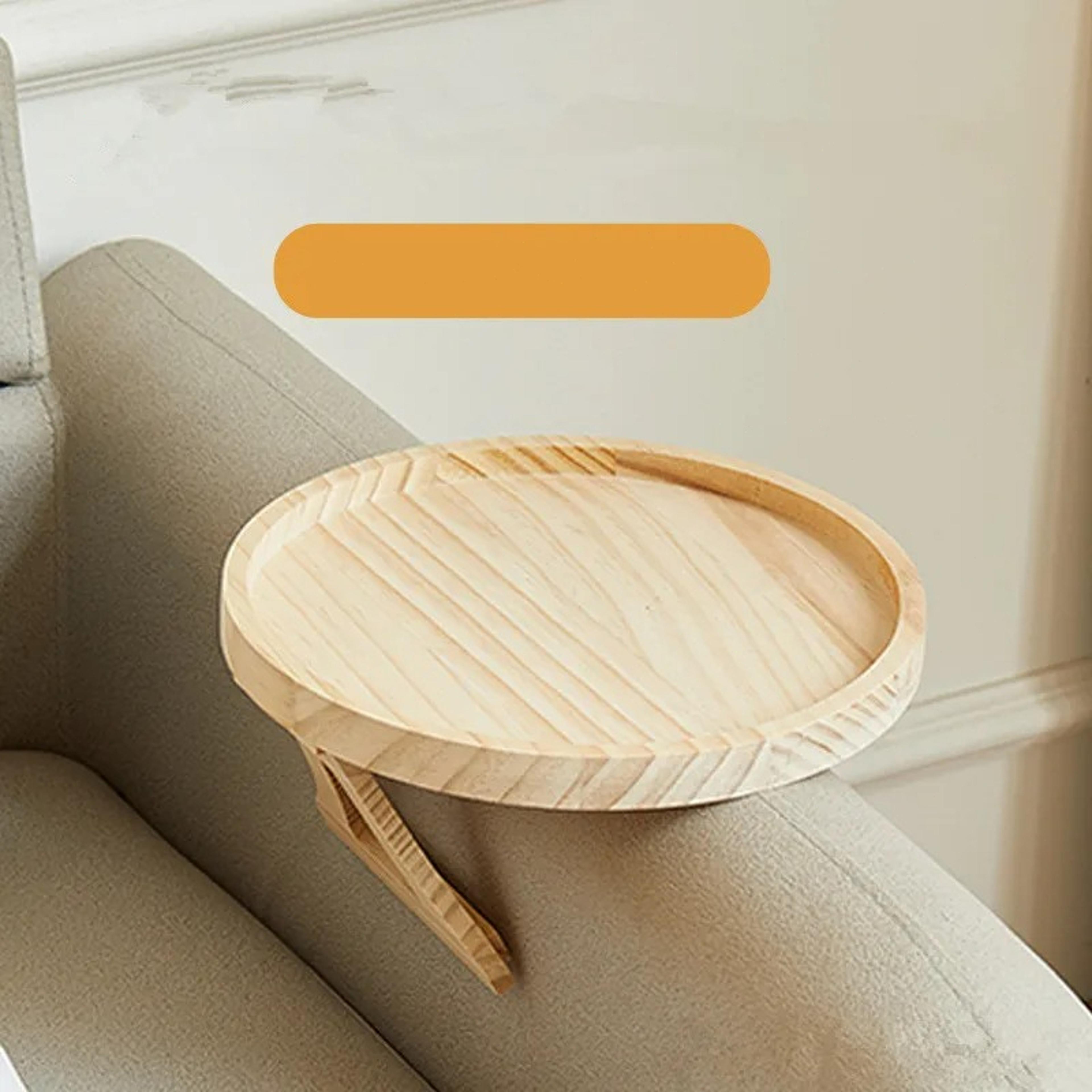 Natural Wood Sofa Arm Tray Foldable Couch Armrest Table For Snacks And Drinks 2