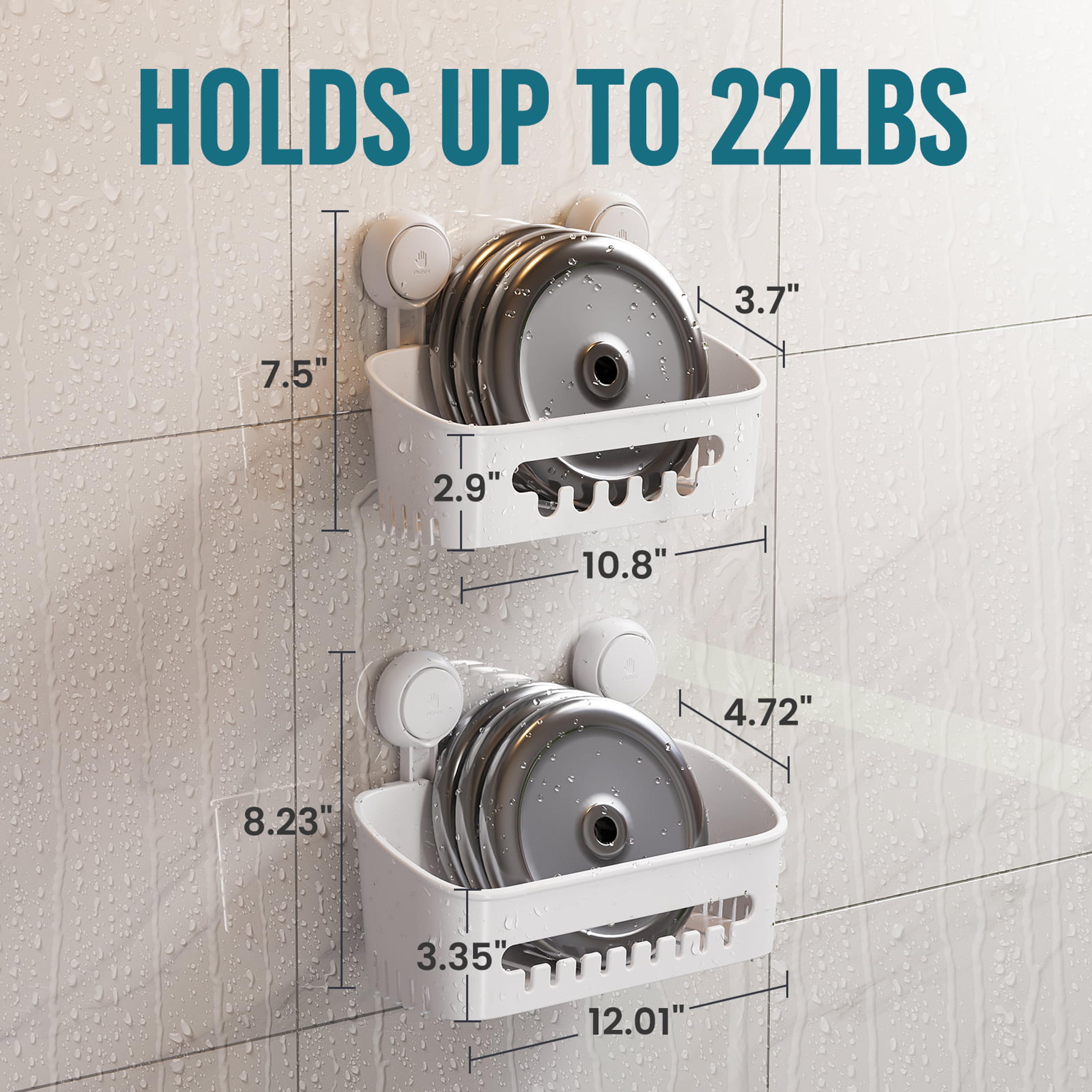 No Drill Bathroom Organizer Suction Cup Storage Rack For Space Saving Wall Storage 5