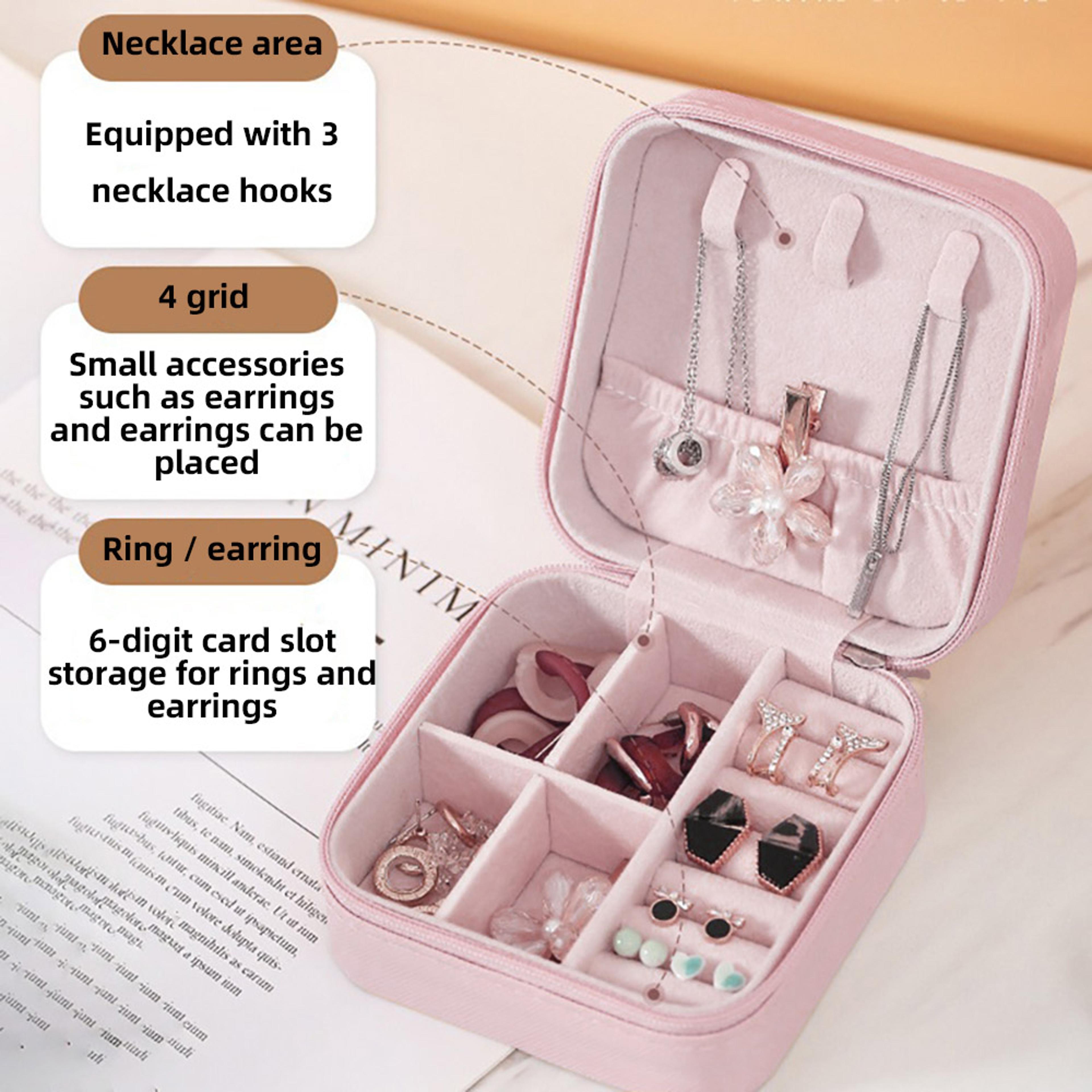 Navy Blue Floral Travel Jewelry Case Portable Jewelry Organizer Box For Women 7