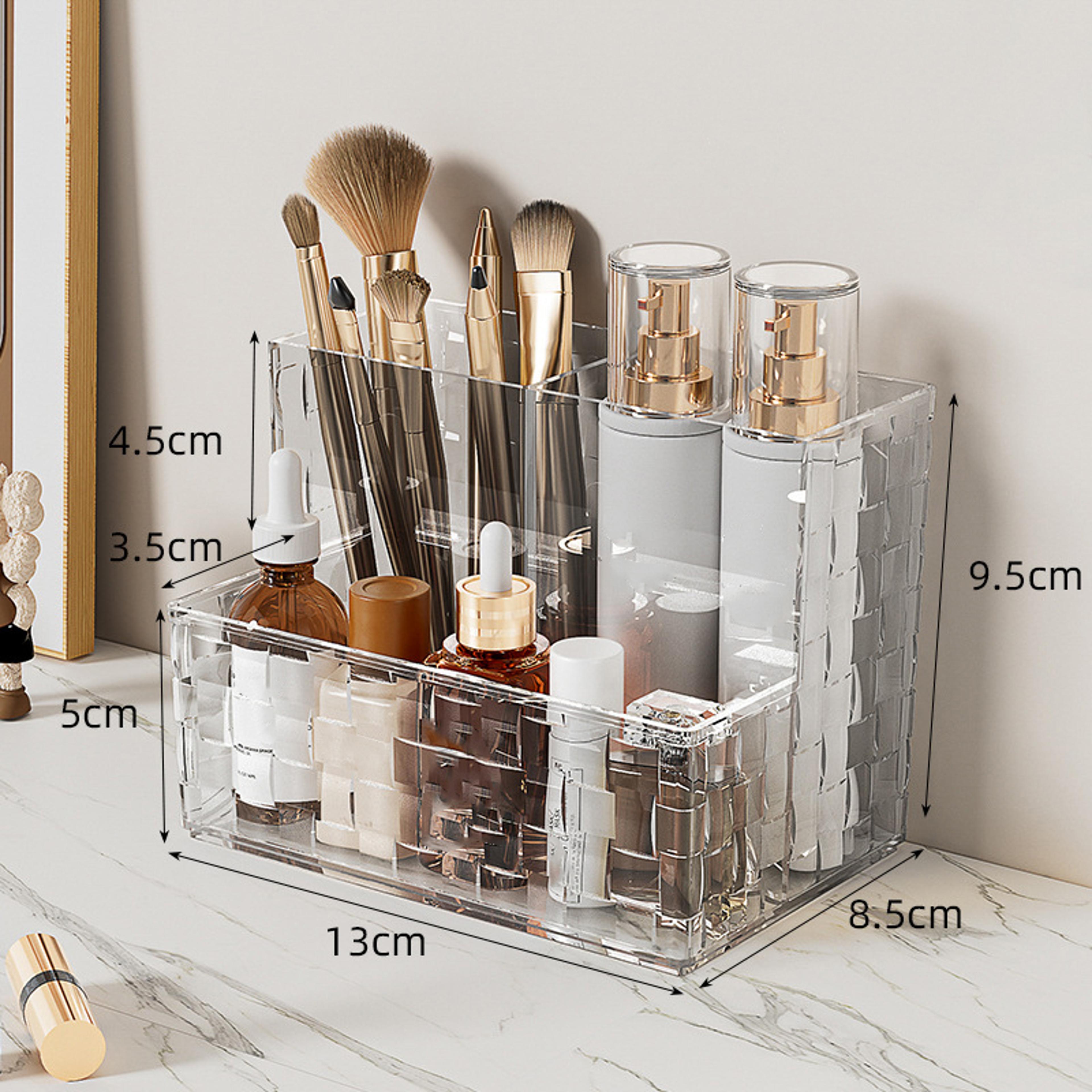 Clear Makeup Organizer And Desktop Storage Box With Multi Compartment Cosmetic And Remote Control S 4