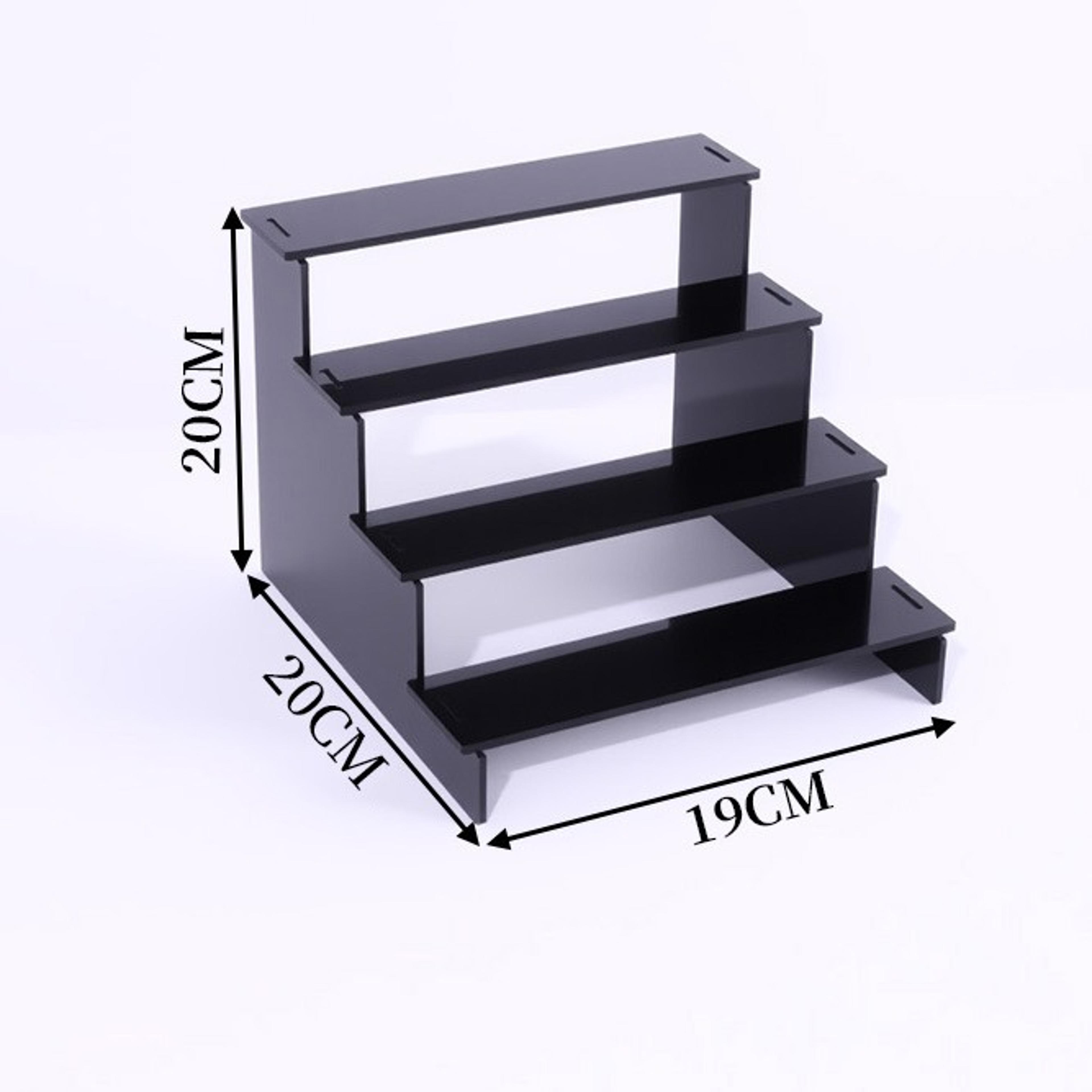 Black Acrylic Multi Tier Display Stand Shelf Organizer Tool Free Assembly Scratch Resistant Surface