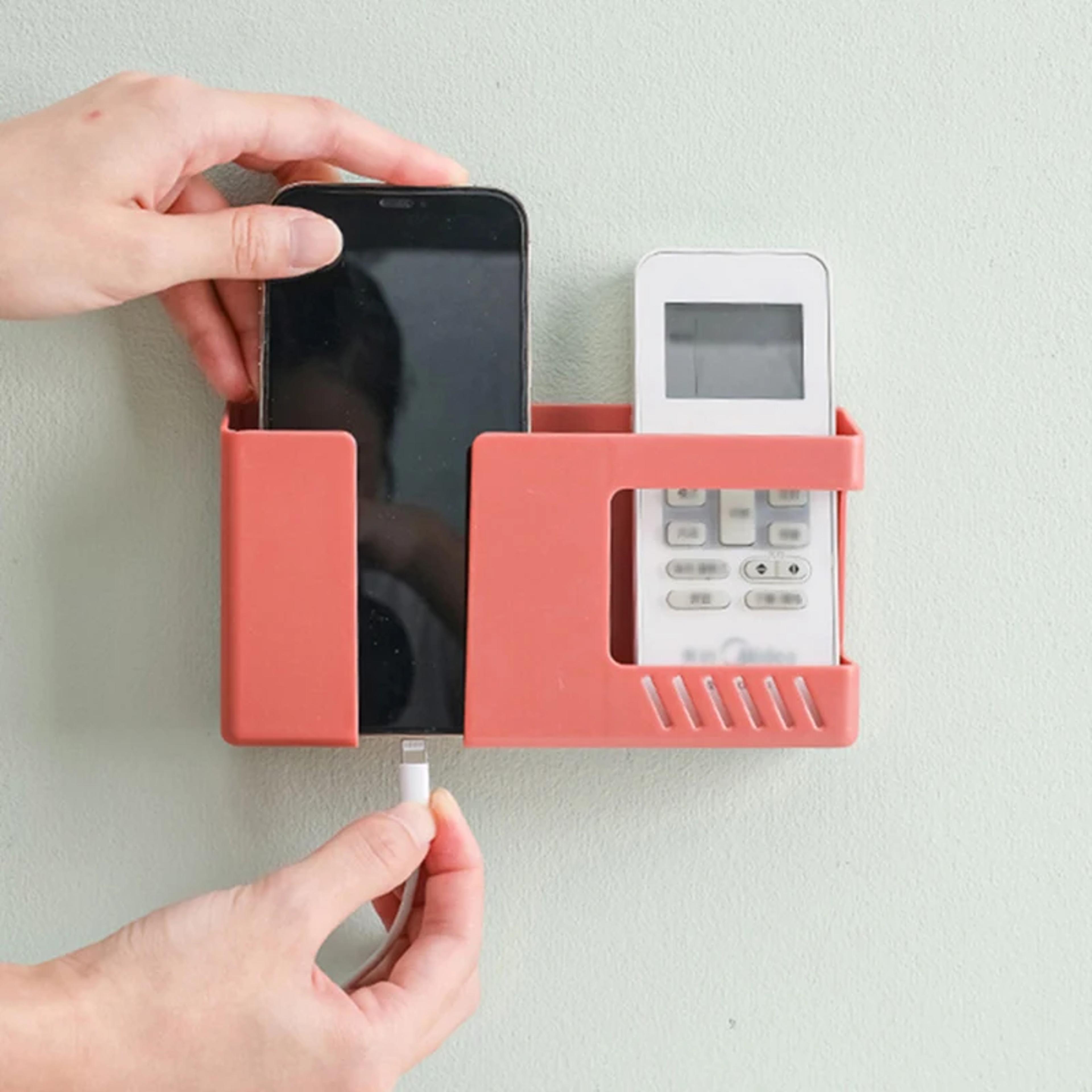 No Drill Wall Mounted Remote Control Holder And Phone Charging Organizer 4