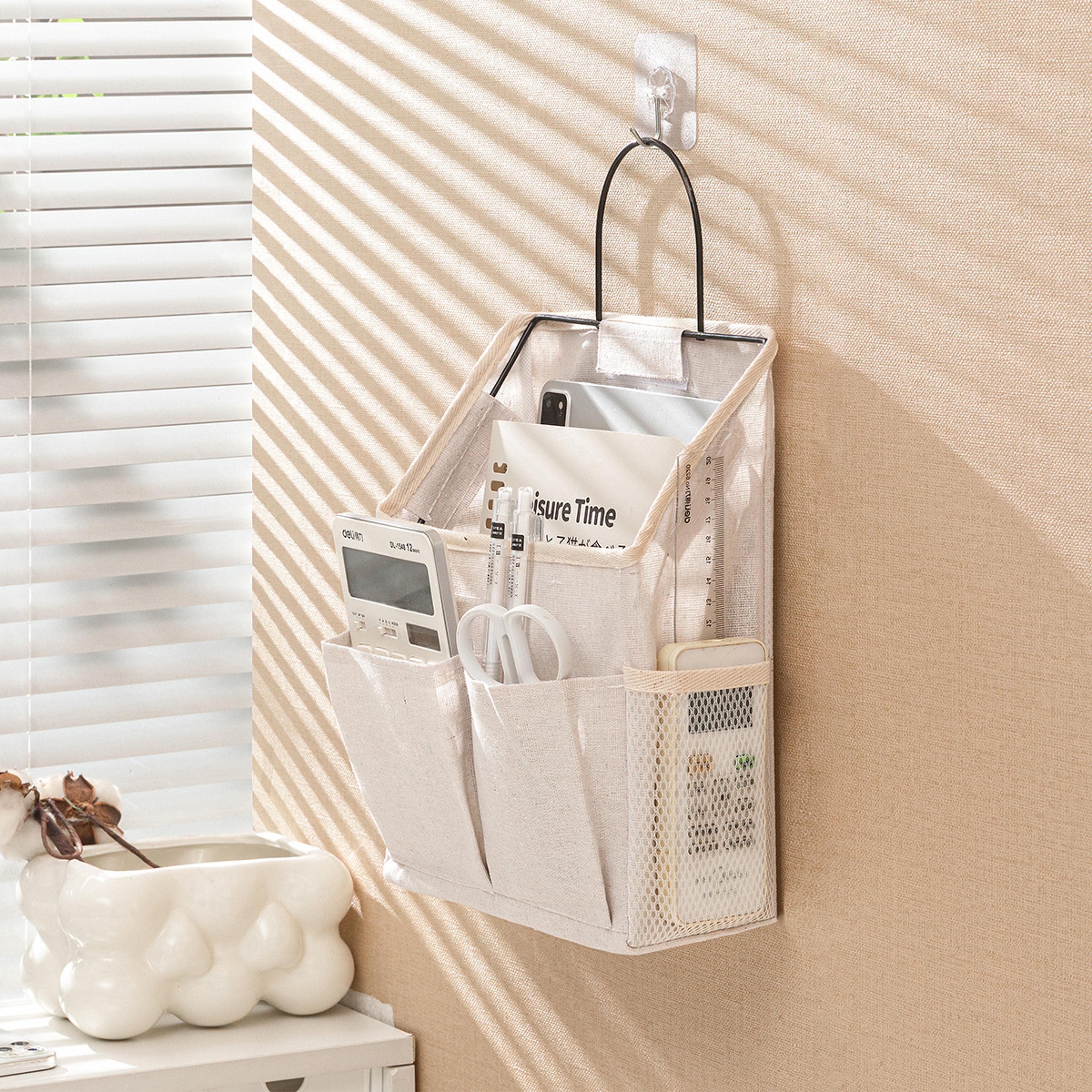 Space Saving Hanging Wall Organizer With Multi Pocket Fabric Storage 3