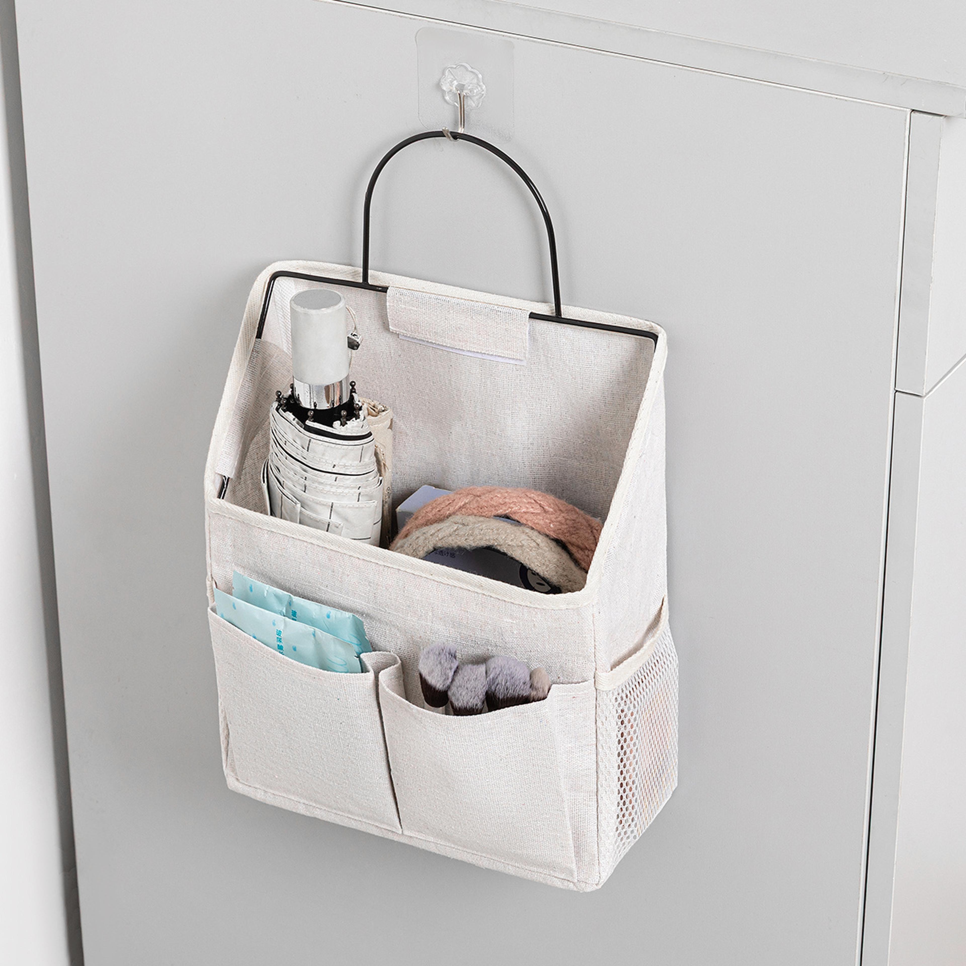Space Saving Hanging Wall Organizer With Multi Pocket Fabric Storage 4