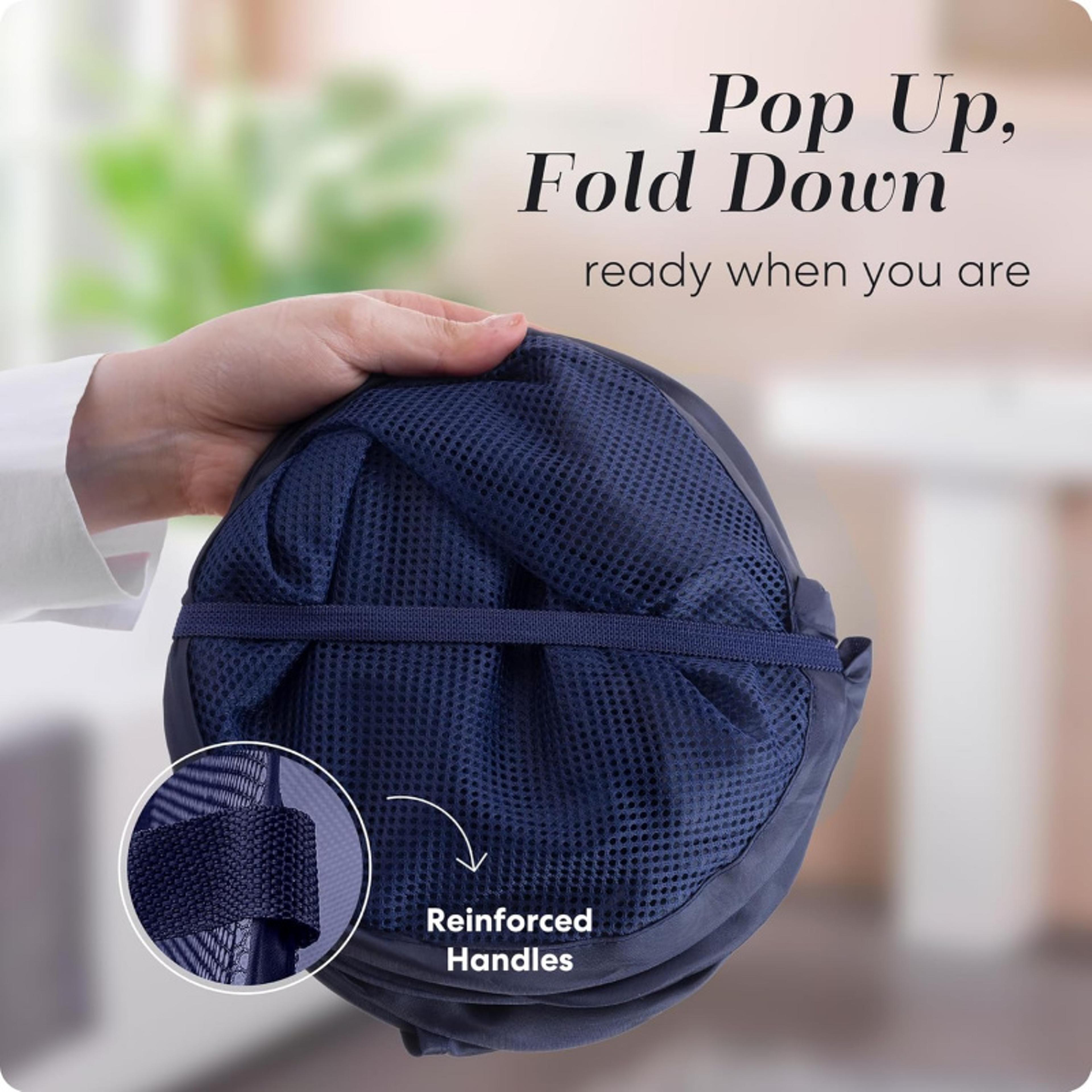 Pop Up Mesh Laundry Hamper Foldable Laundry Basket With Carry Handles 3