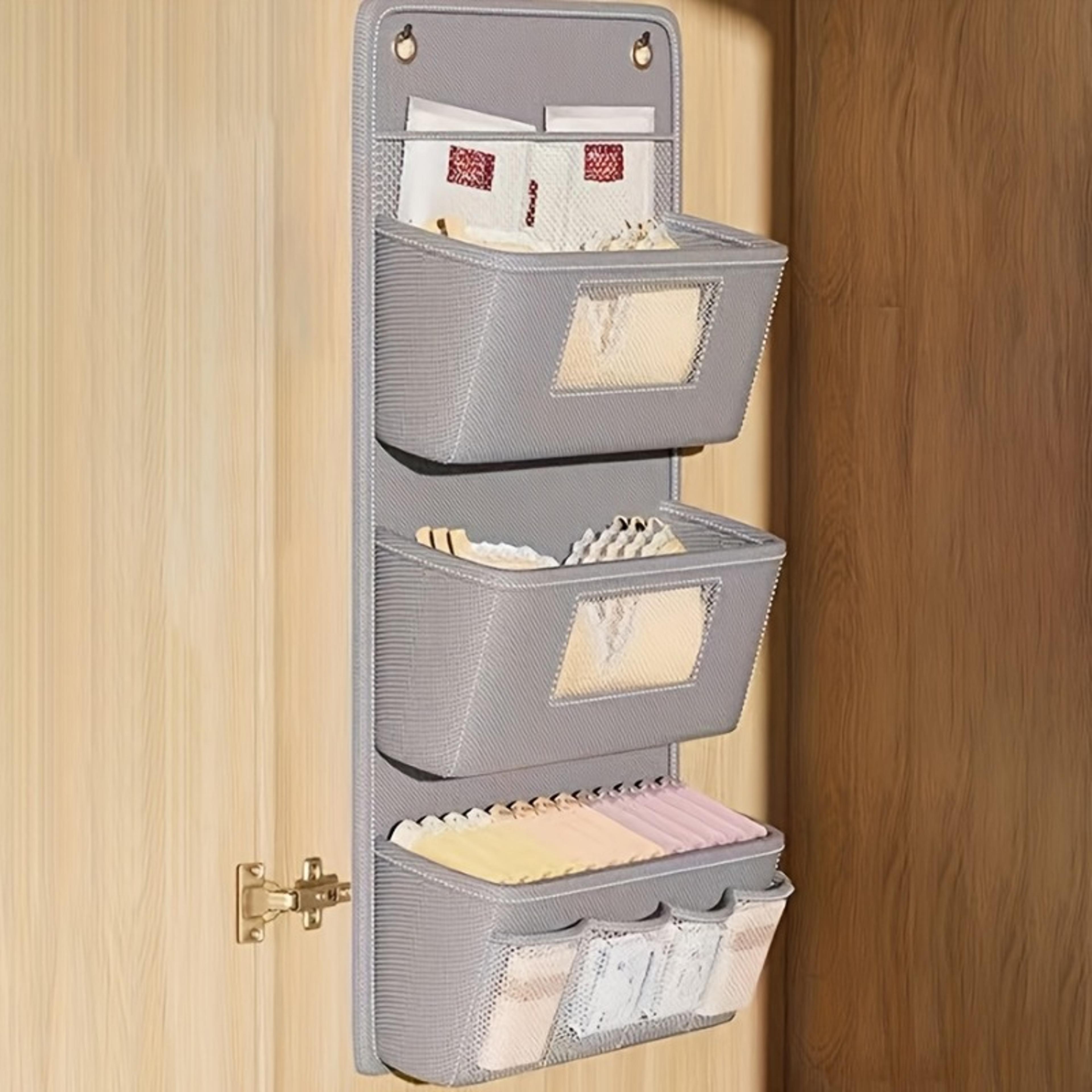 Space Saving Wall Mounted Storage Organizer With Clear Window And Multi Compartment Pockets 7