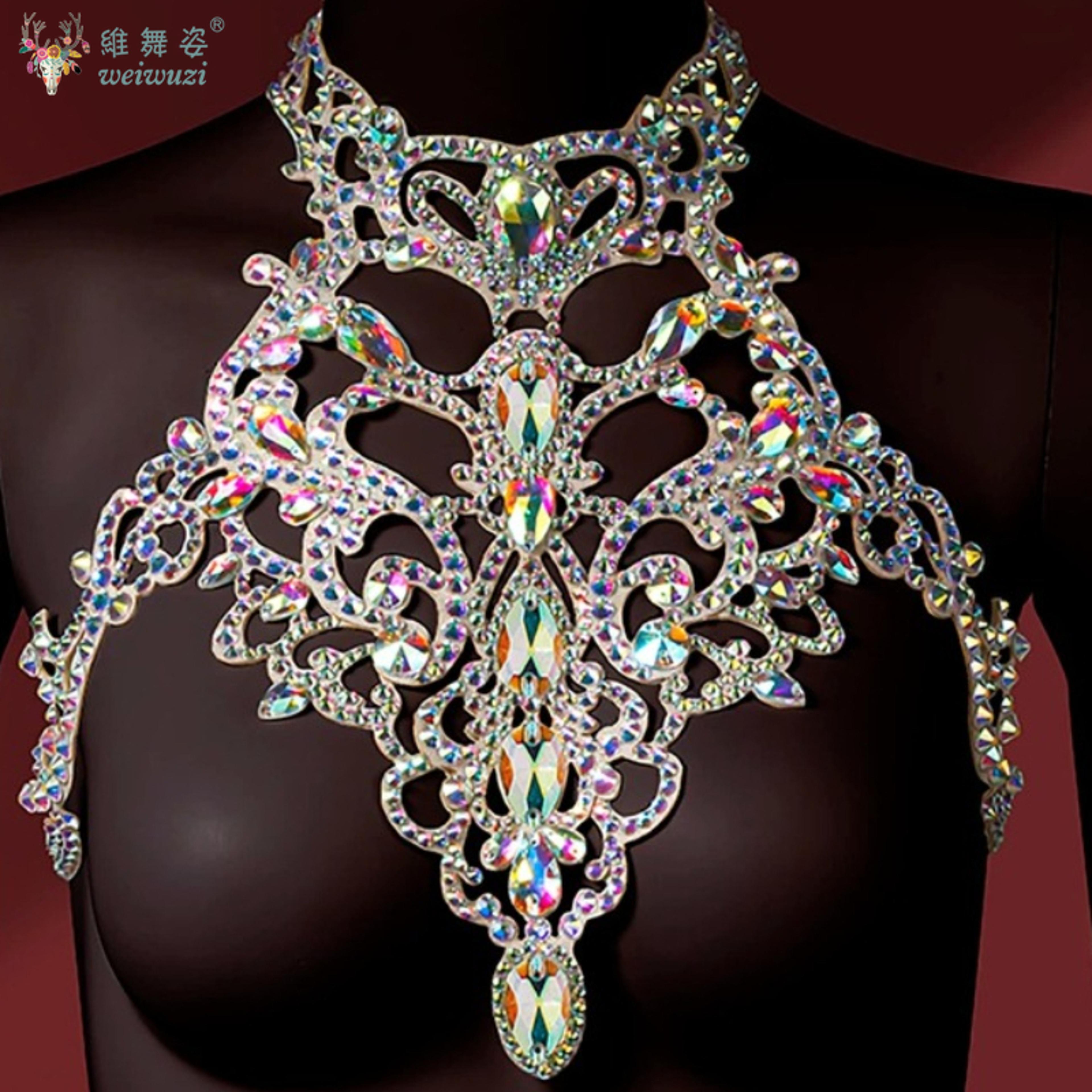 Crystal Belly Dance Necklace And Oriental Dance Chest Chain For Stage  Competition 2