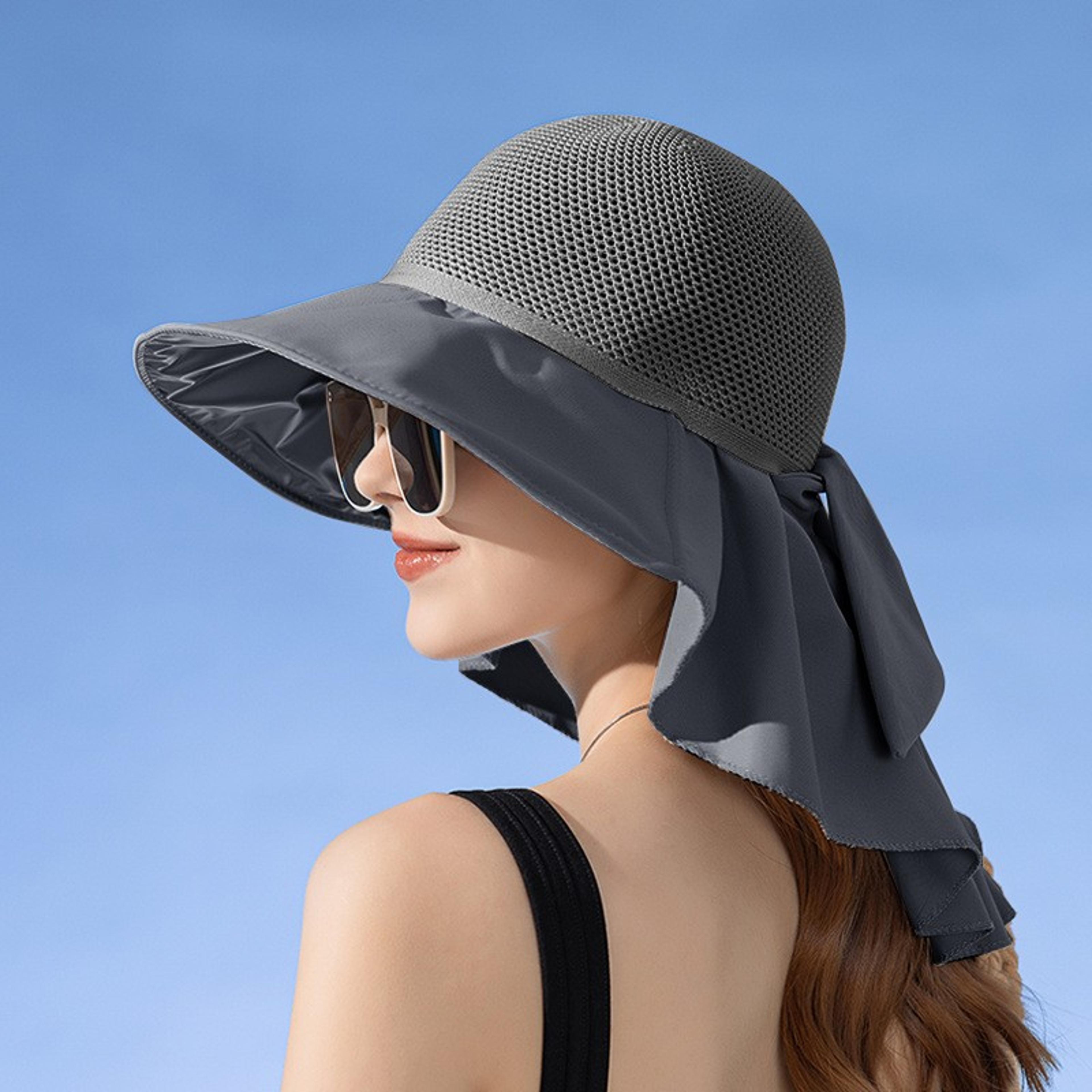 Womens Wide Brim Sun Hat With Breathable Mesh And Neck Cover For Beach And Travel 6