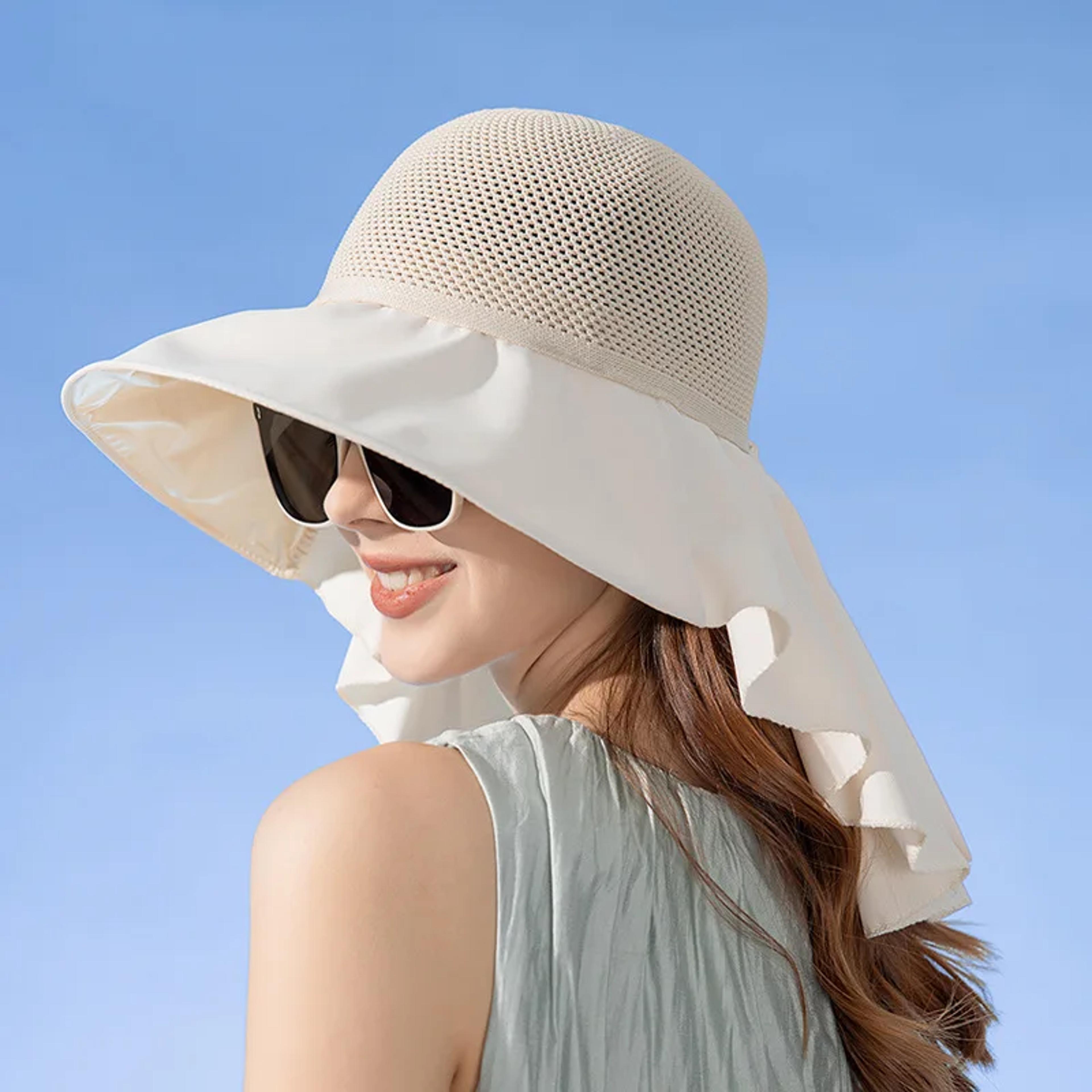 Womens Wide Brim Sun Hat With Breathable Mesh And Neck Cover For Beach And Travel 7