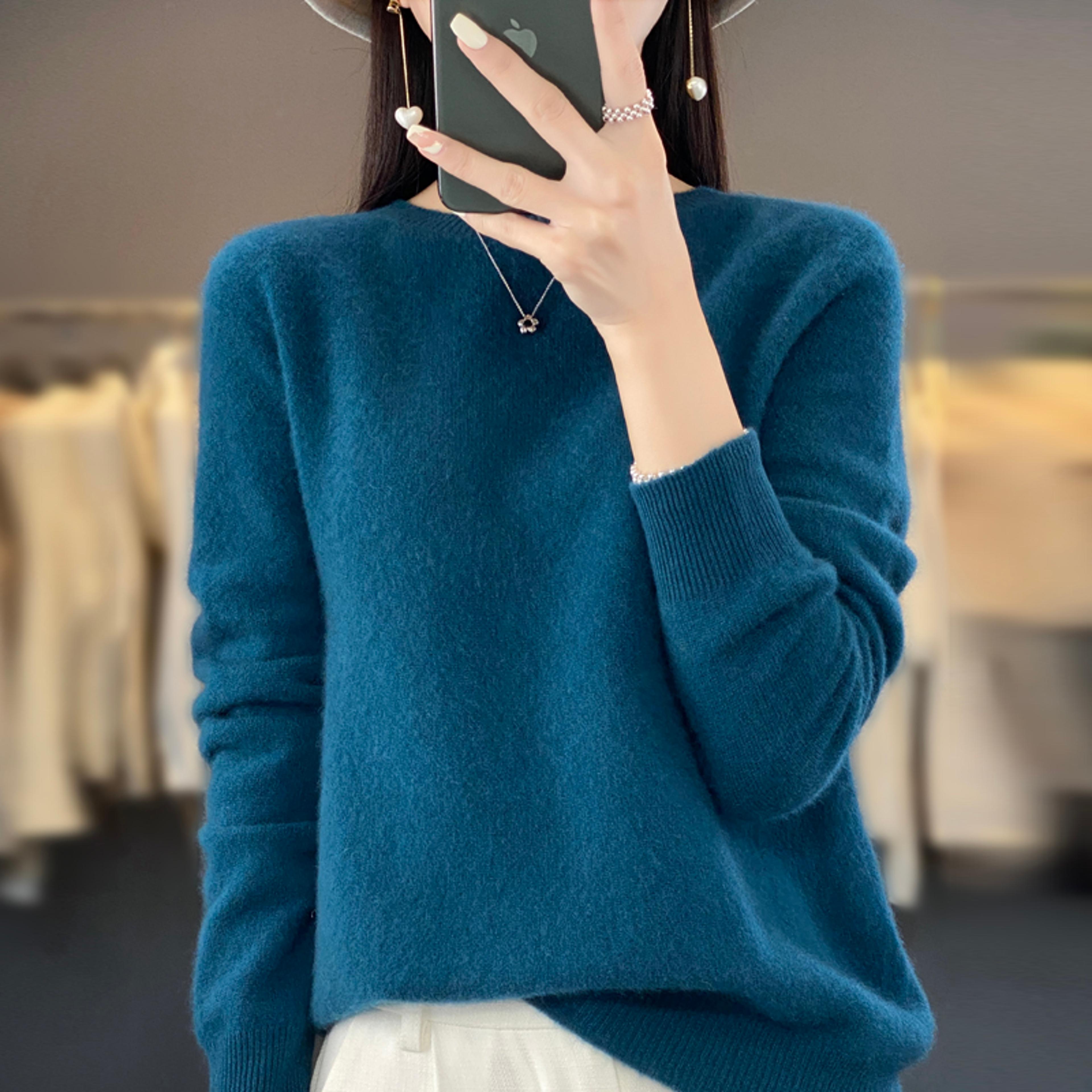 Womens Merino Wool Sweater Soft Crew Neck Winter Pullover 0