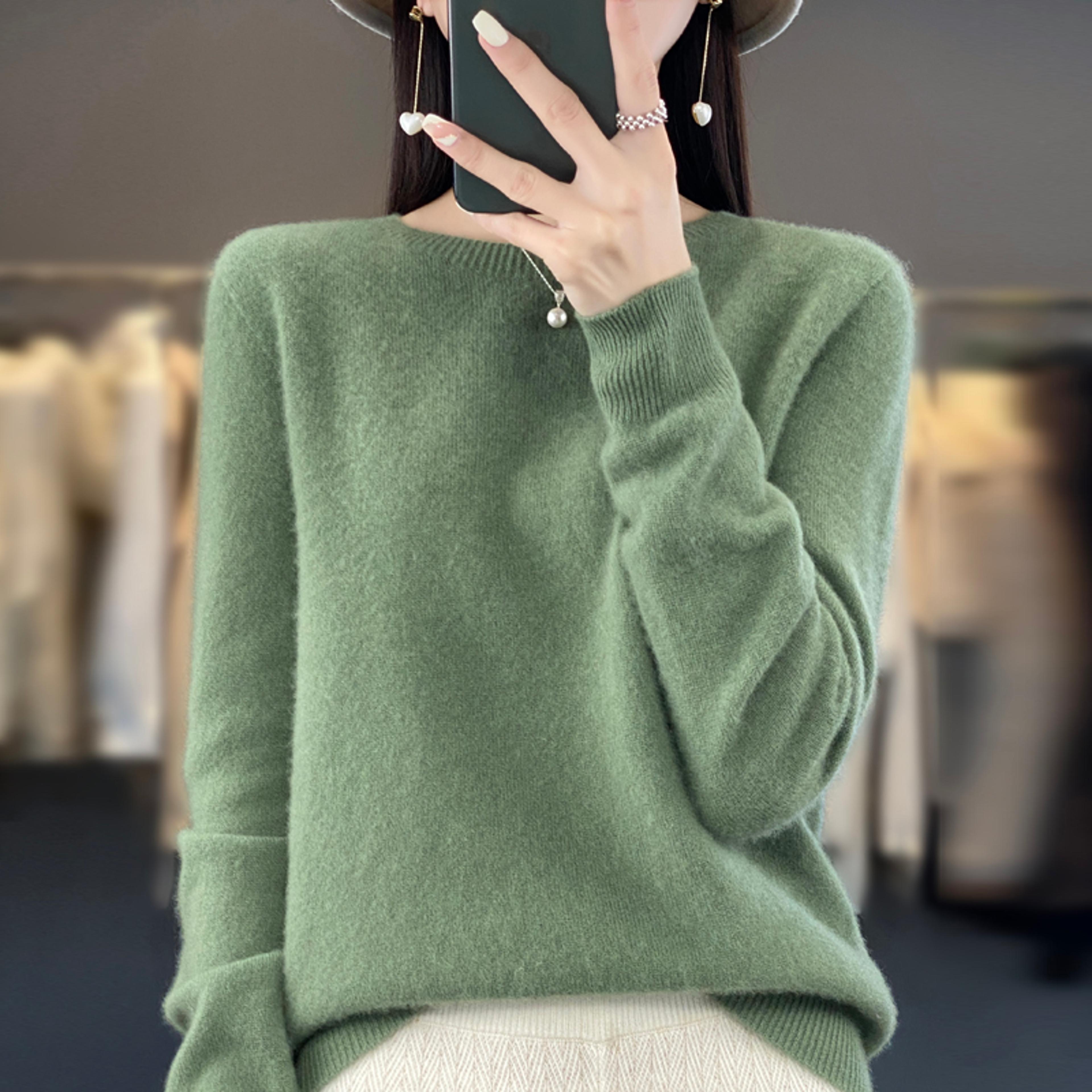 Womens Merino Wool Sweater Soft Crew Neck Winter Pullover 2