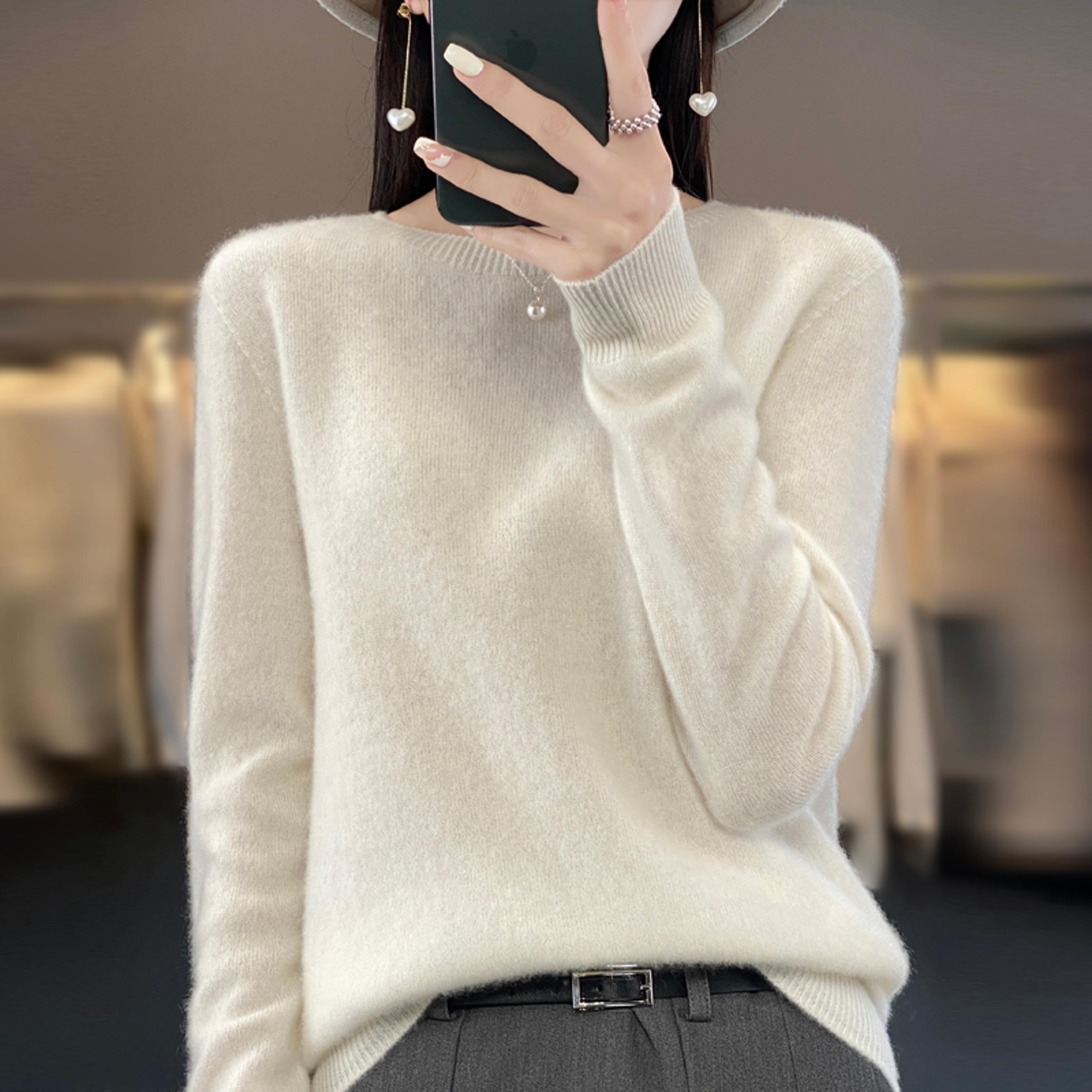 Womens Merino Wool Sweater Soft Crew Neck Winter Pullover 5