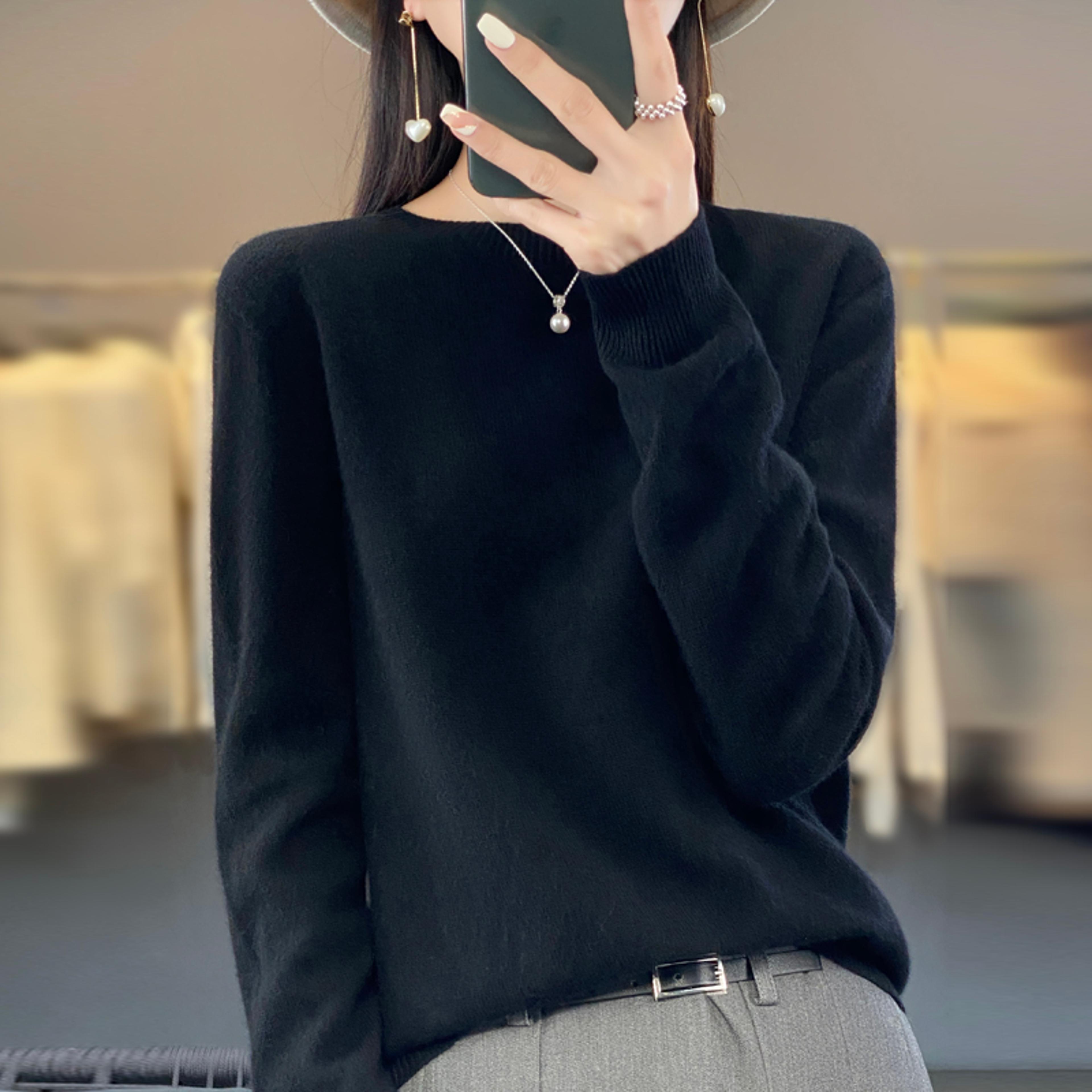 Womens Merino Wool Sweater Soft Crew Neck Winter Pullover 6