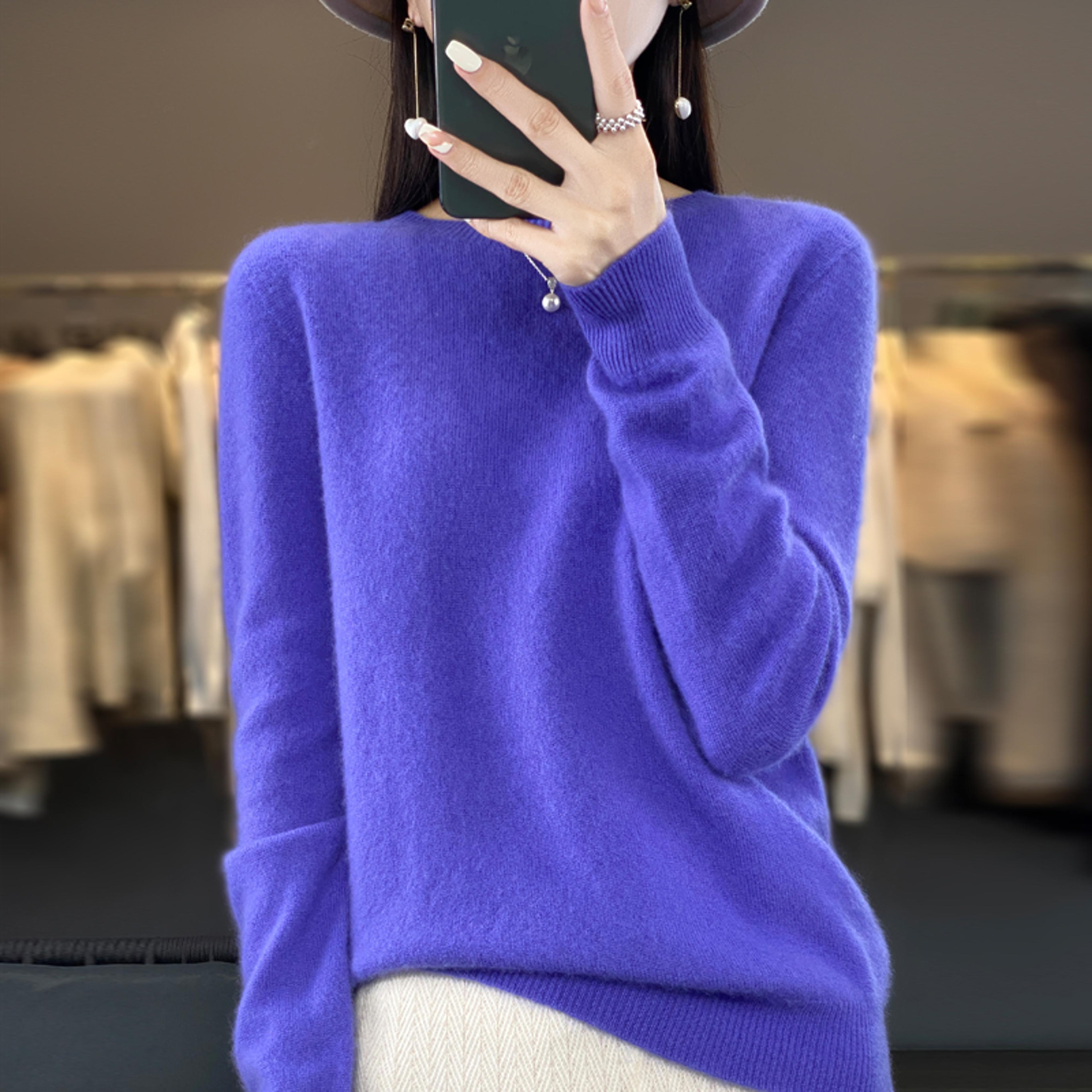Womens Merino Wool Sweater Soft Crew Neck Winter Pullover 7