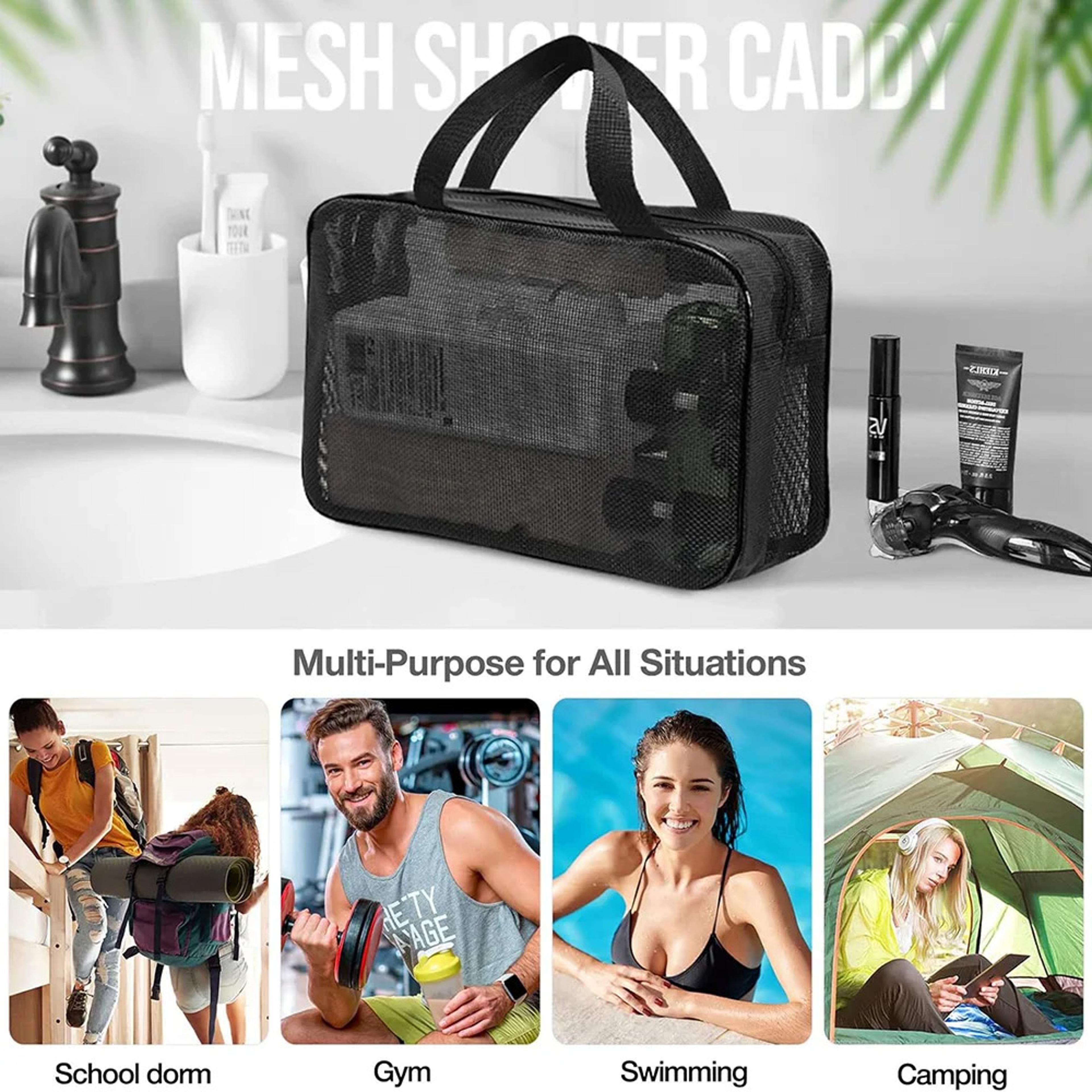 Quick Dry Mesh Shower Caddy Tote With Zipper For Gym Dorm And Travel 2