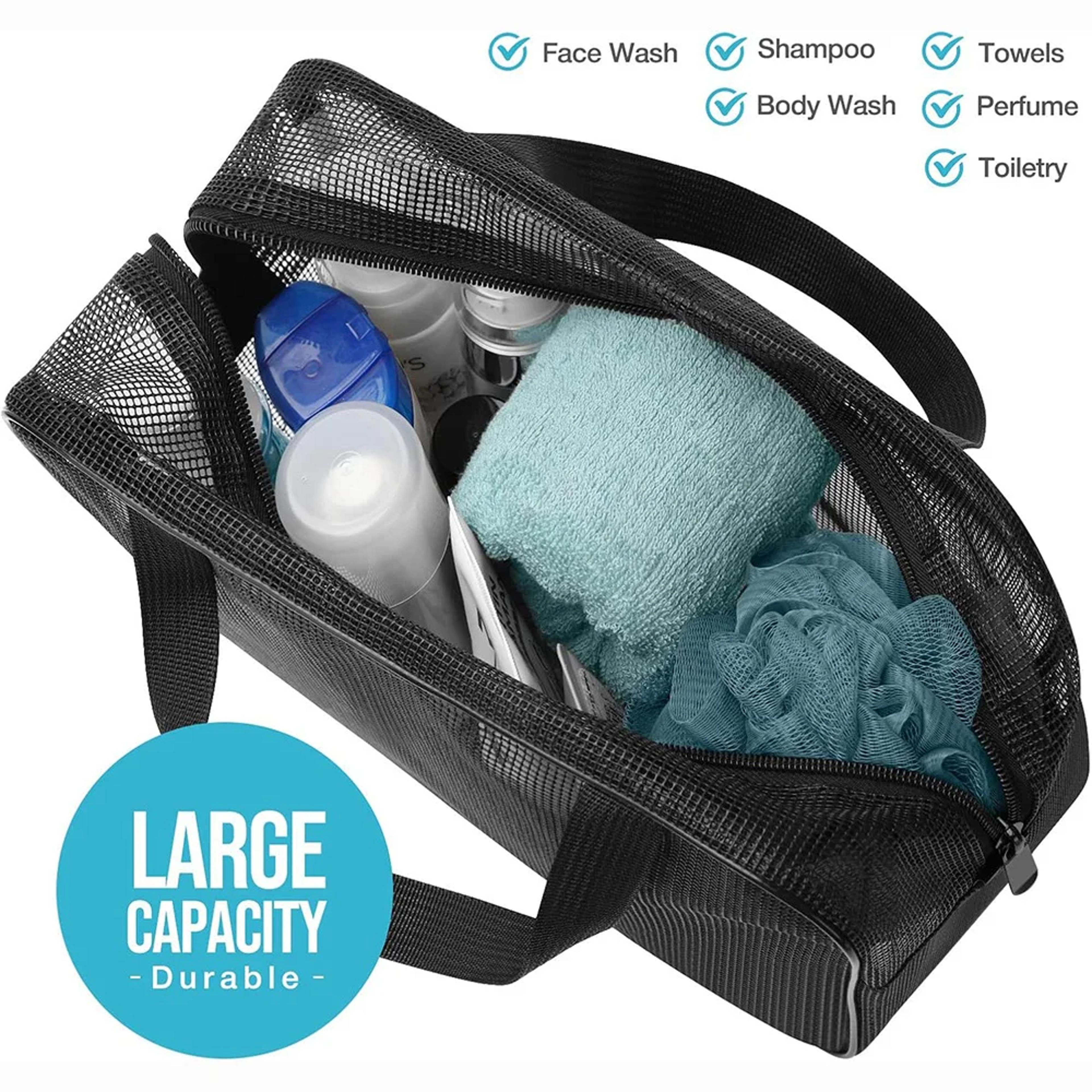 Quick Dry Mesh Shower Caddy Tote With Zipper For Gym Dorm And Travel 1
