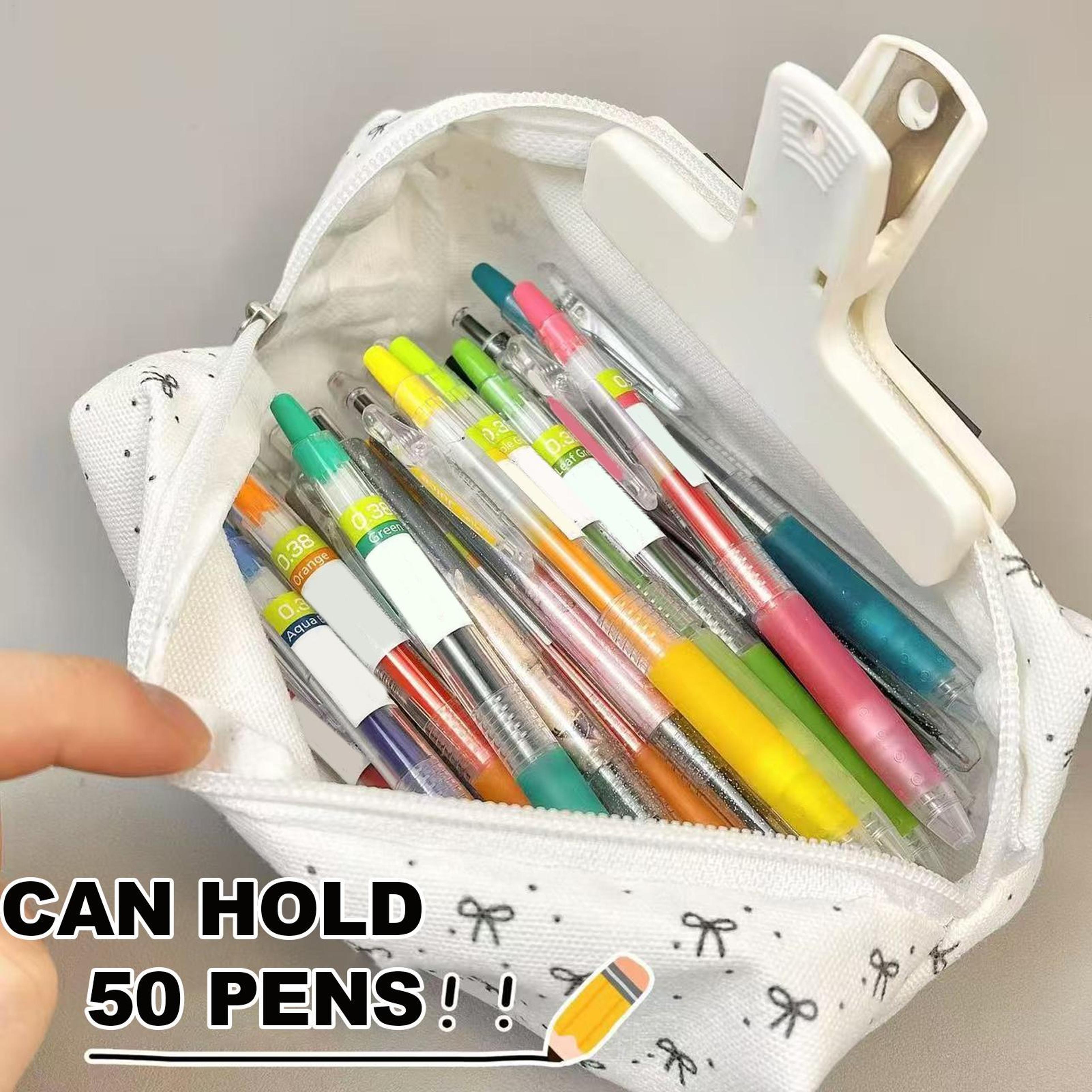 Bow Pattern Large Capacity Pencil Case Portable Stationery Organizer For School And Travel 4