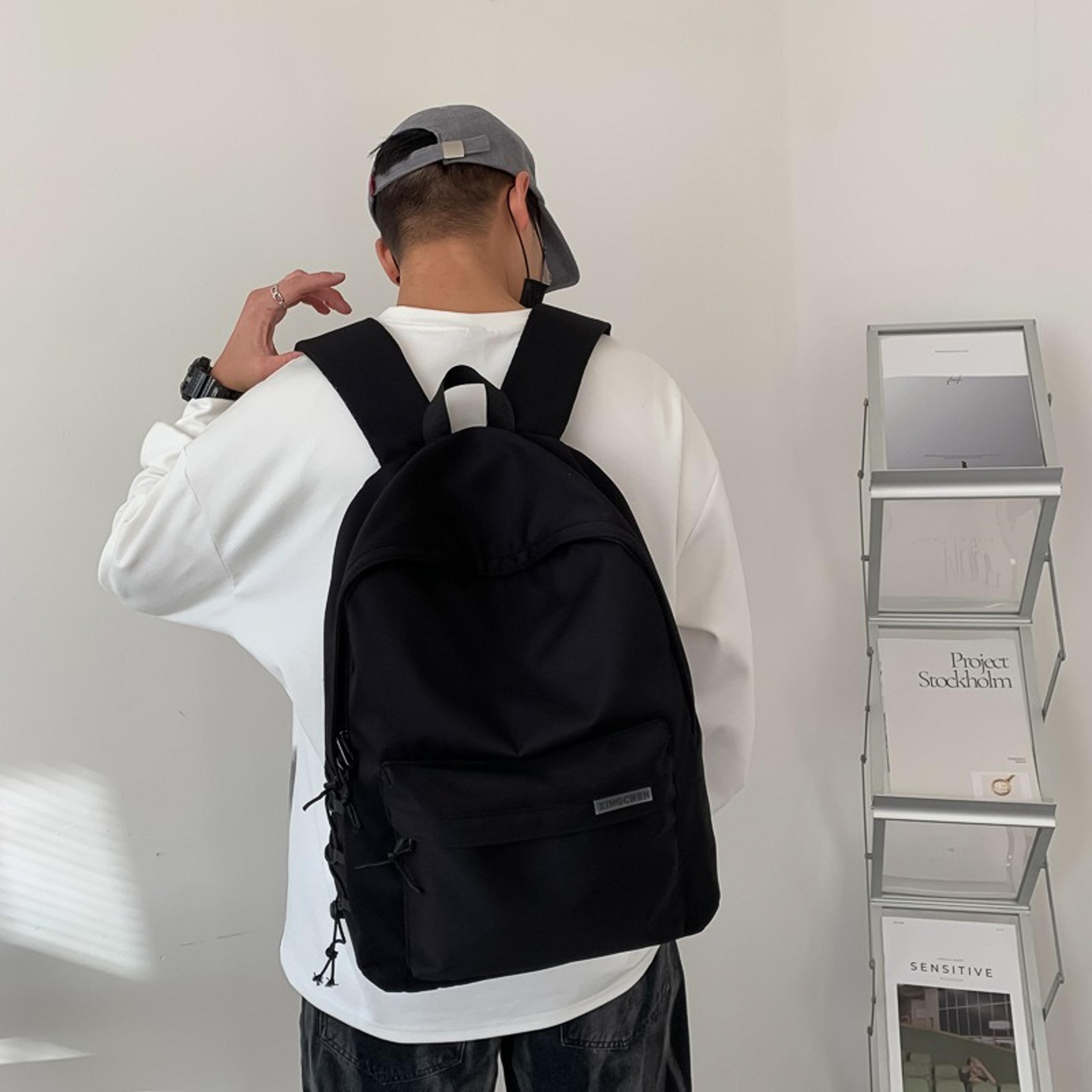 Minimalist Light Weight School Backpack With Multi Pocket Storage And Duck Plush Keychain 3