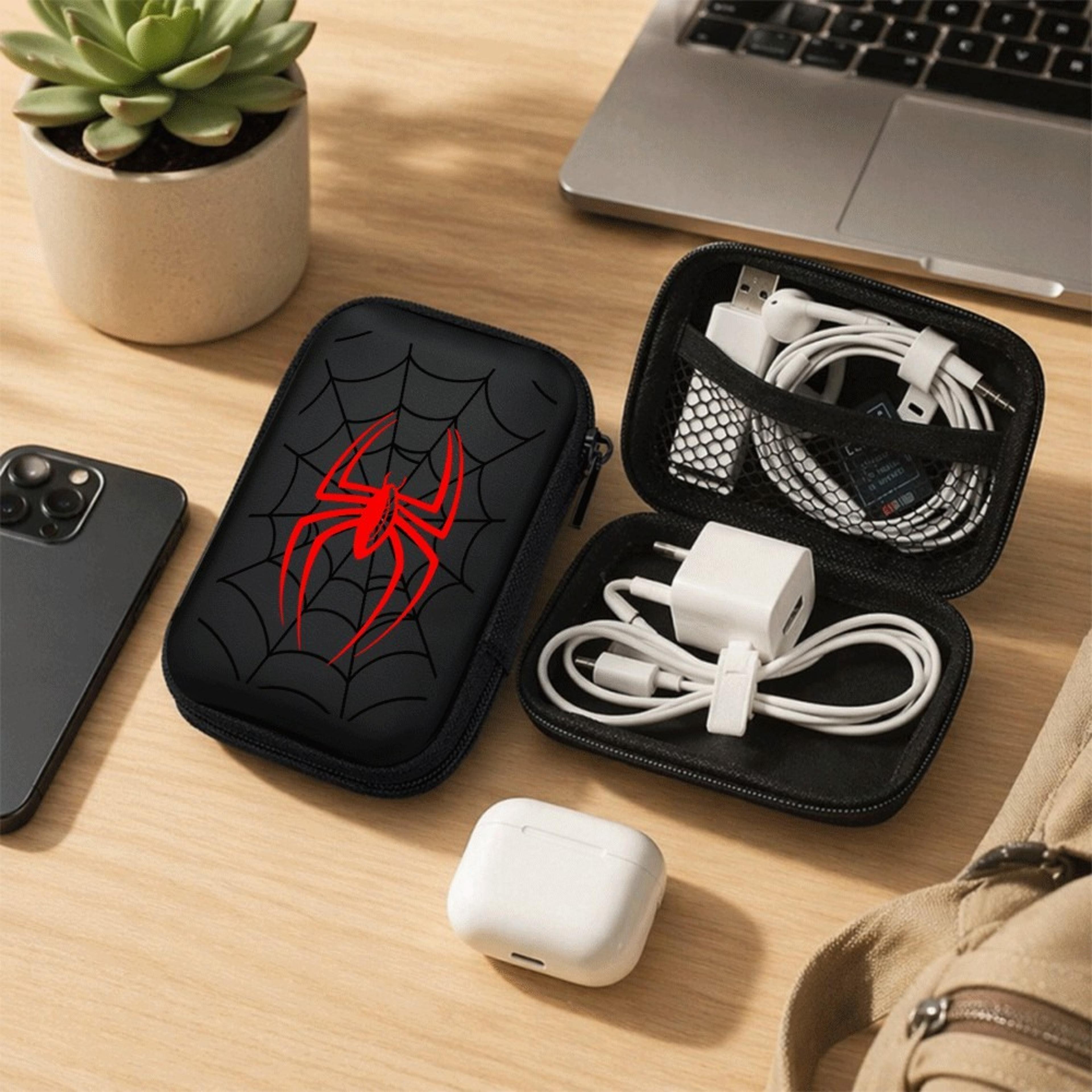 Red Spider EVA Hard Shell Electronics Organizer And Cable Travel Case 0