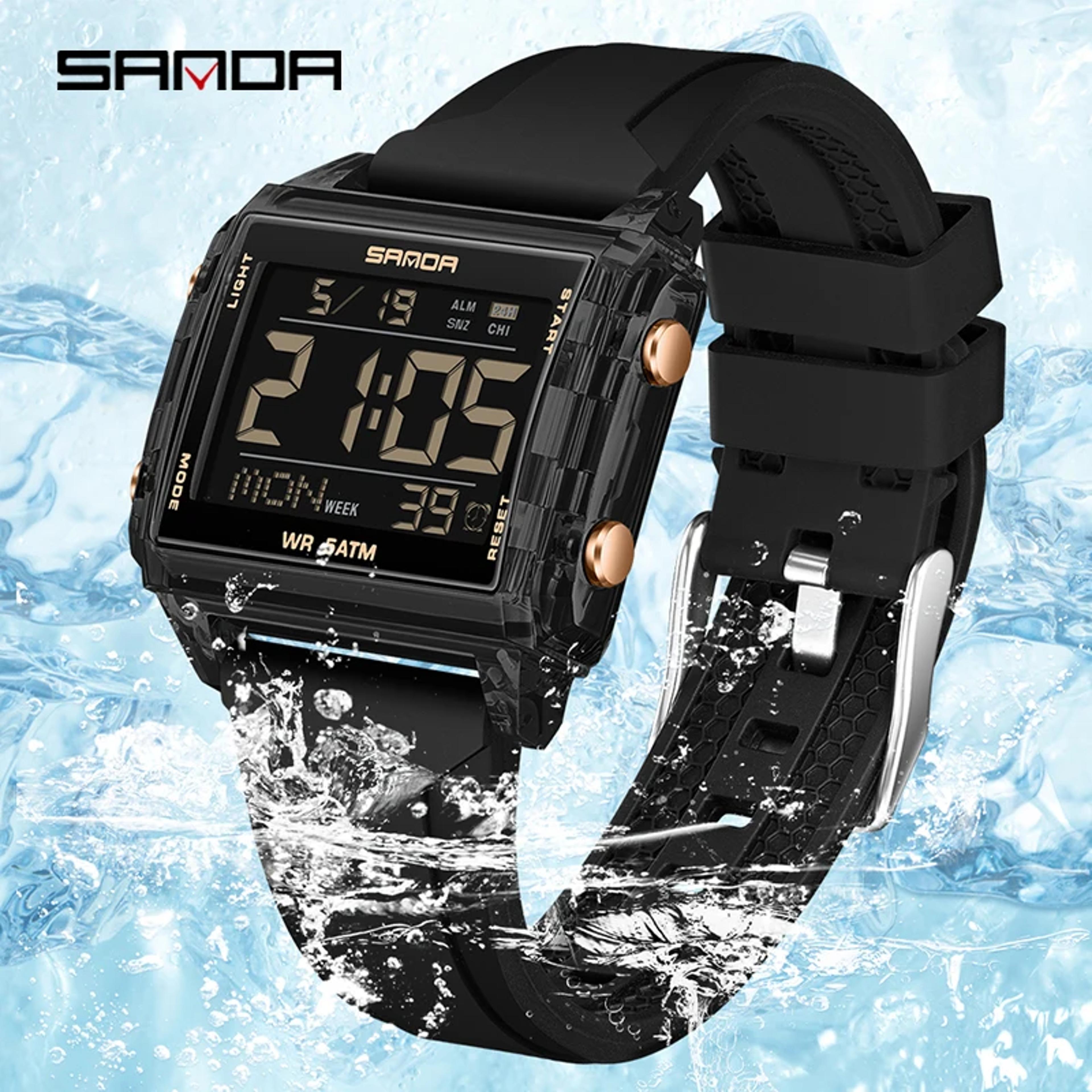Square Digital Sports Watch With Countdown Timer LED Backlight And Water Resistant Design 4