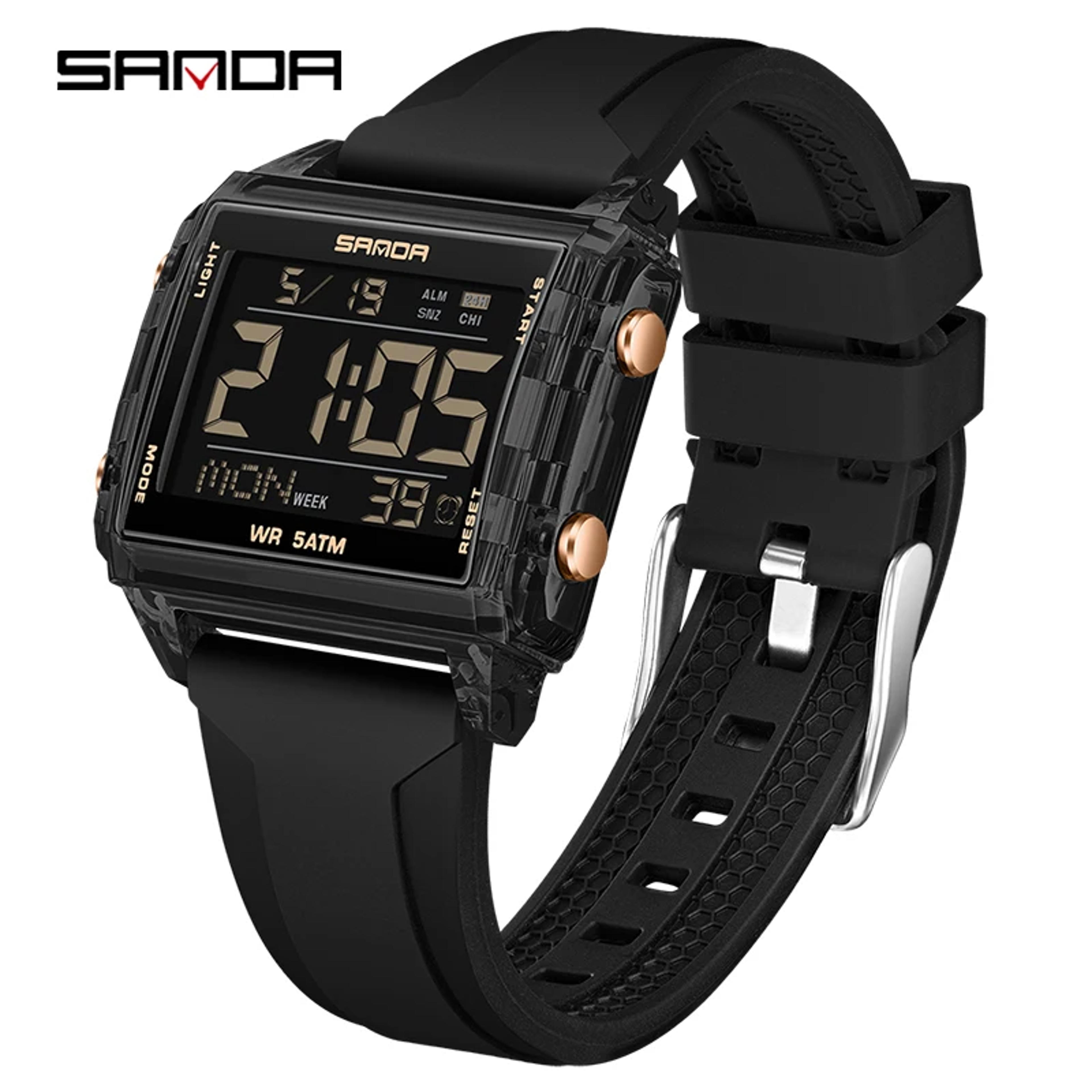 Square Digital Sports Watch With Countdown Timer LED Backlight And Water Resistant Design 7