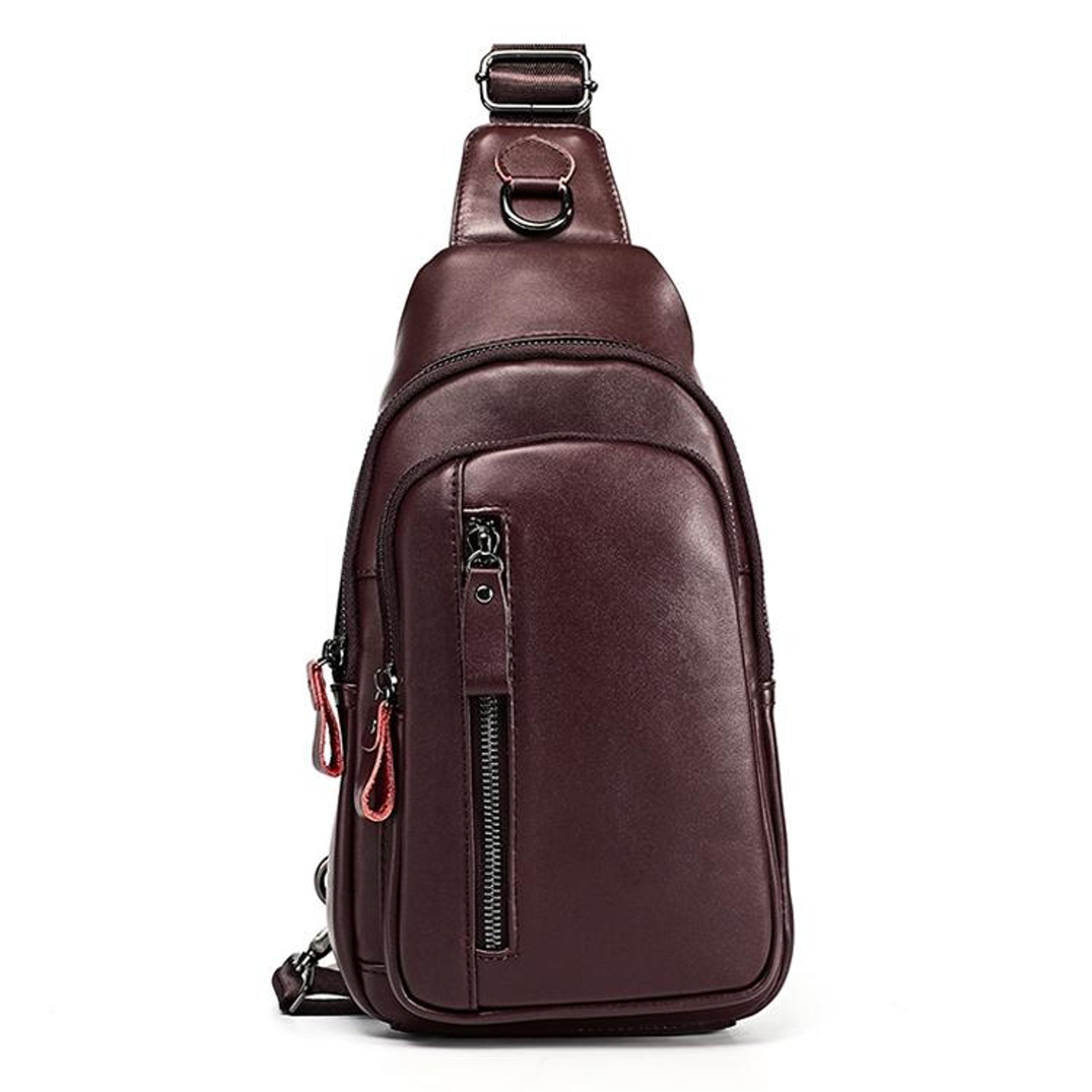 Mens Leather Crossbody Bag With Multiple Zipper Pockets Black Shoulder Waist Bag 4
