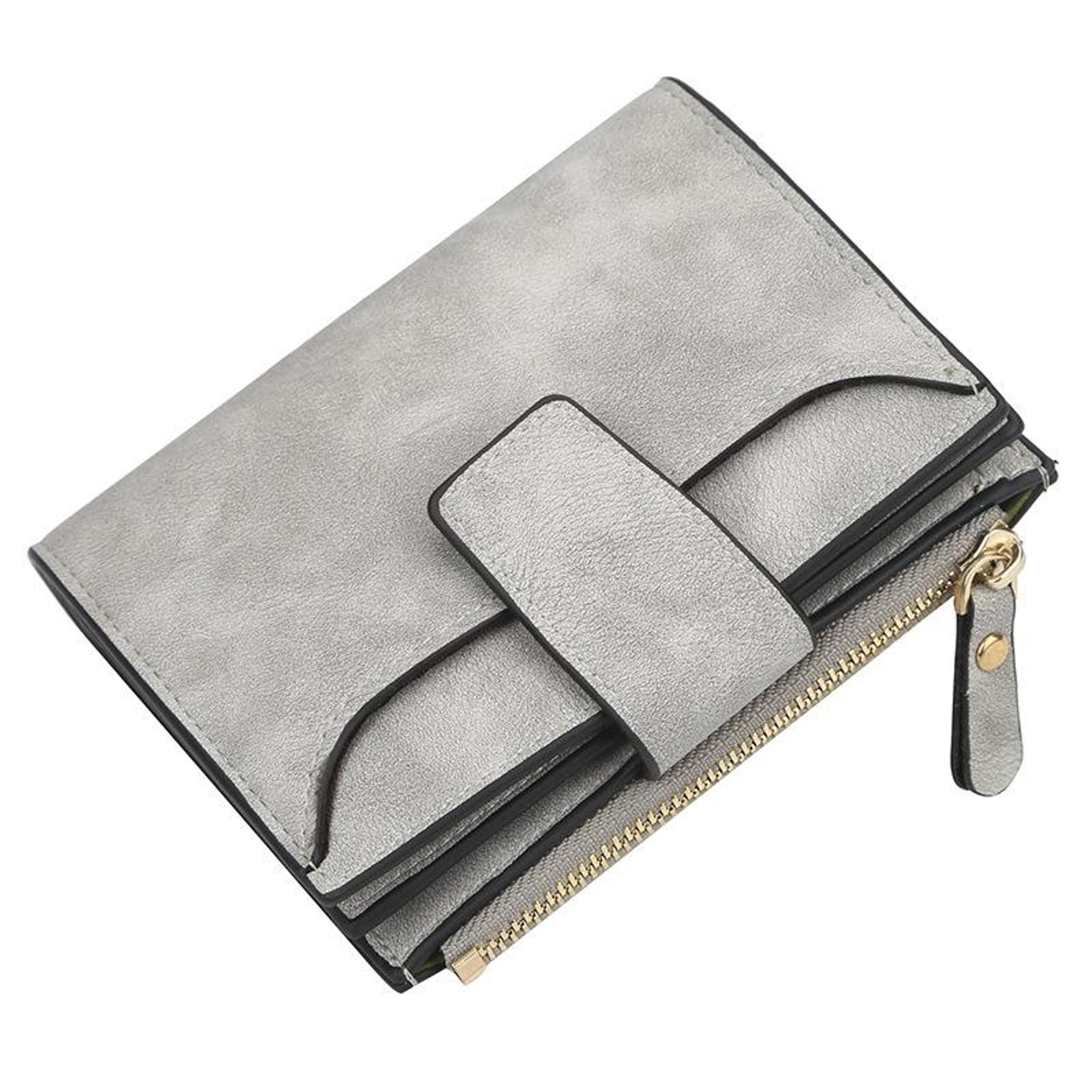large capacity women short wallet multifunctional multi card coin purse grey