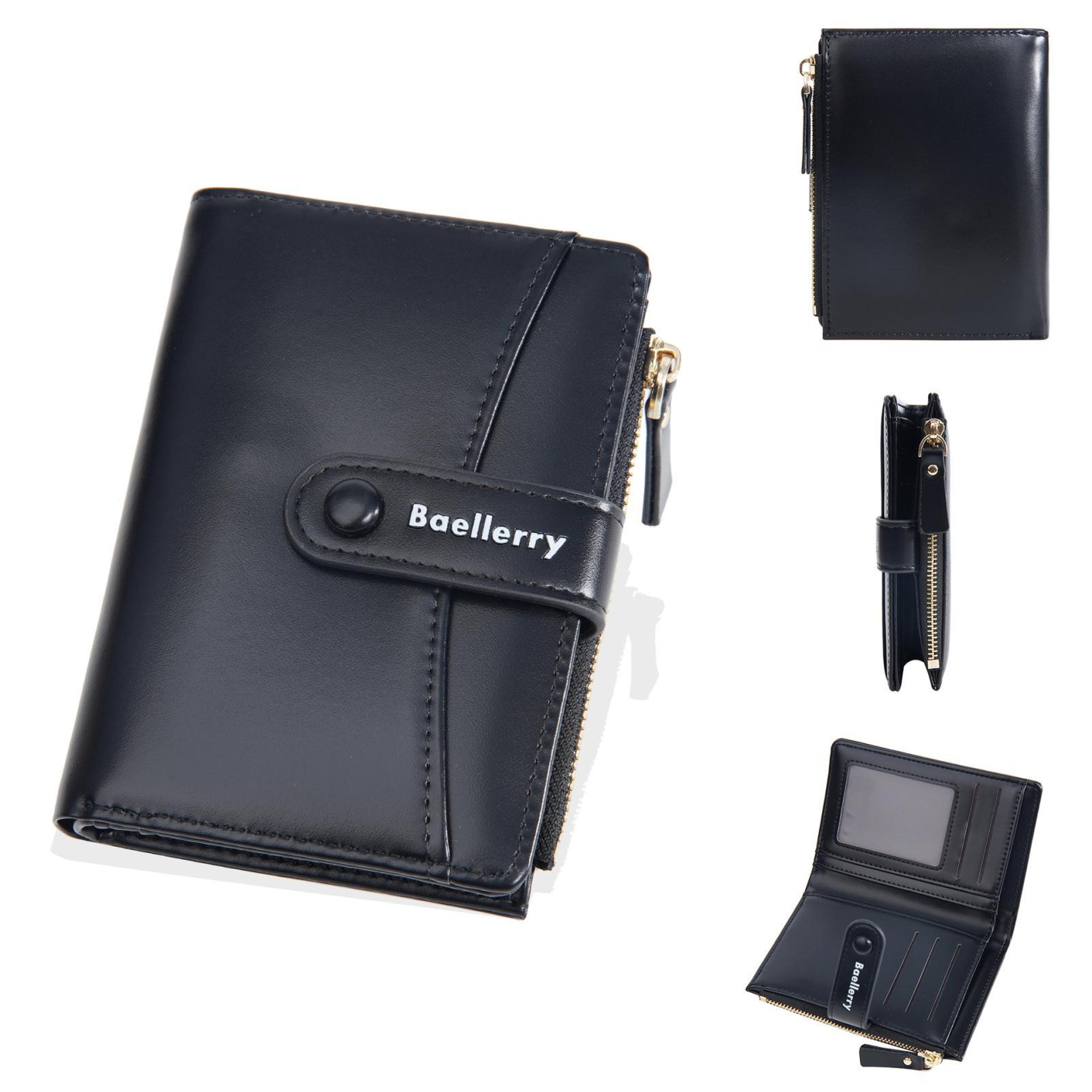 womens bifold wallet with zipper coin purse and buckle closure