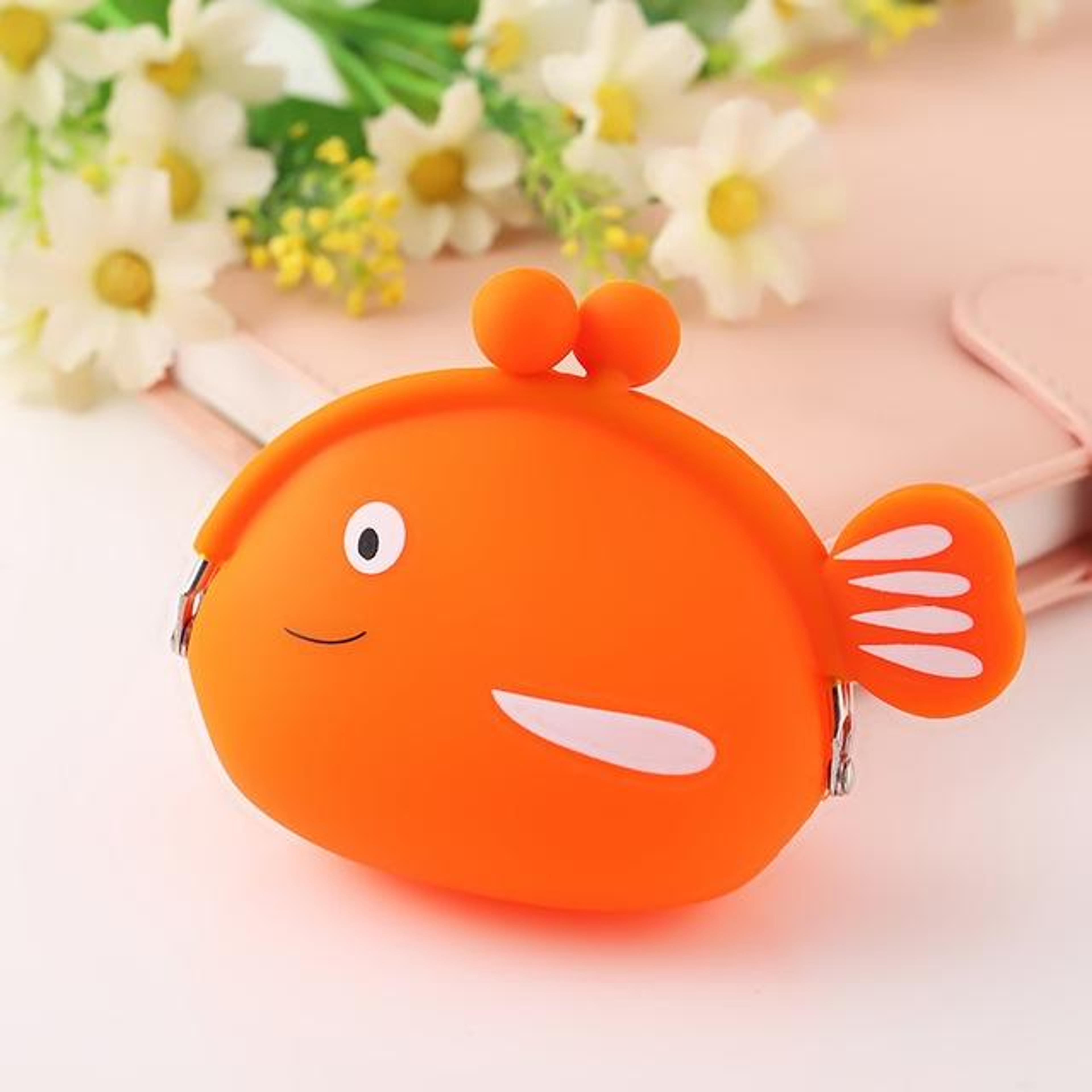 mini cute fish creative cartoon silicone coin purseorange
