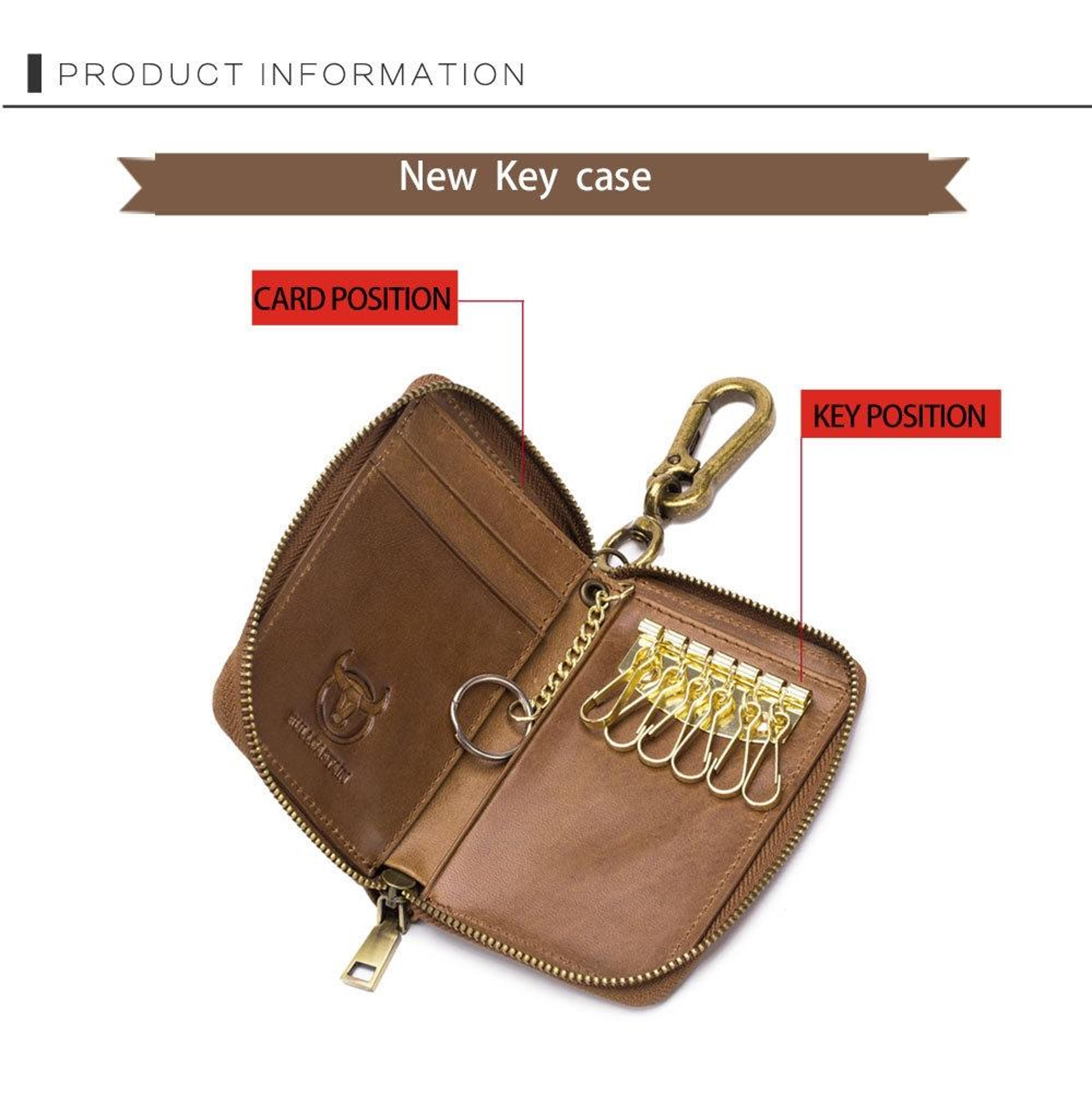 Black Leather Coin Purse With RFID Blocking And Zipper Closure 8