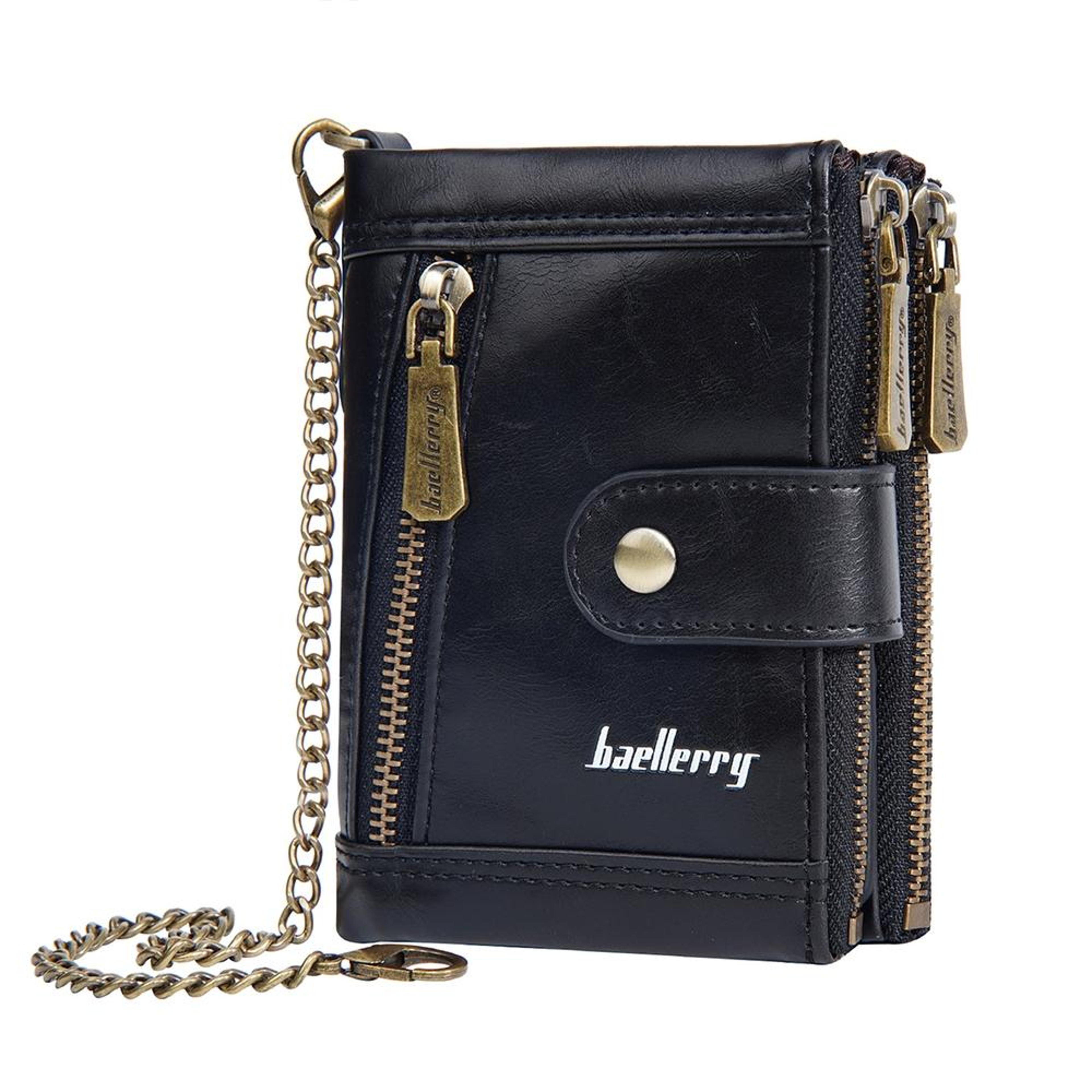 retro double zipper wallet for men and women with multiple card slots