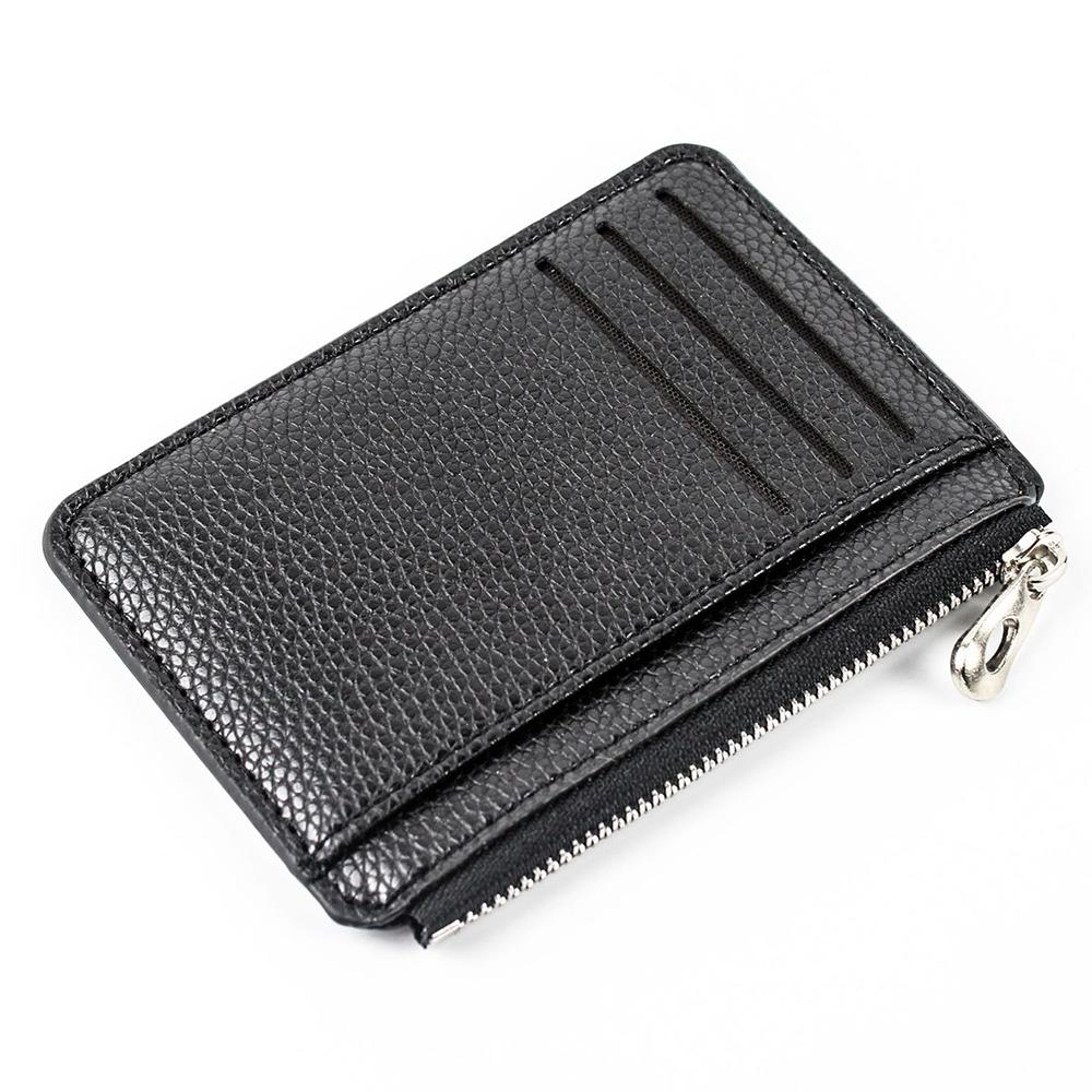 mini pu leather card holder & coin purse with multiple card slots in blue