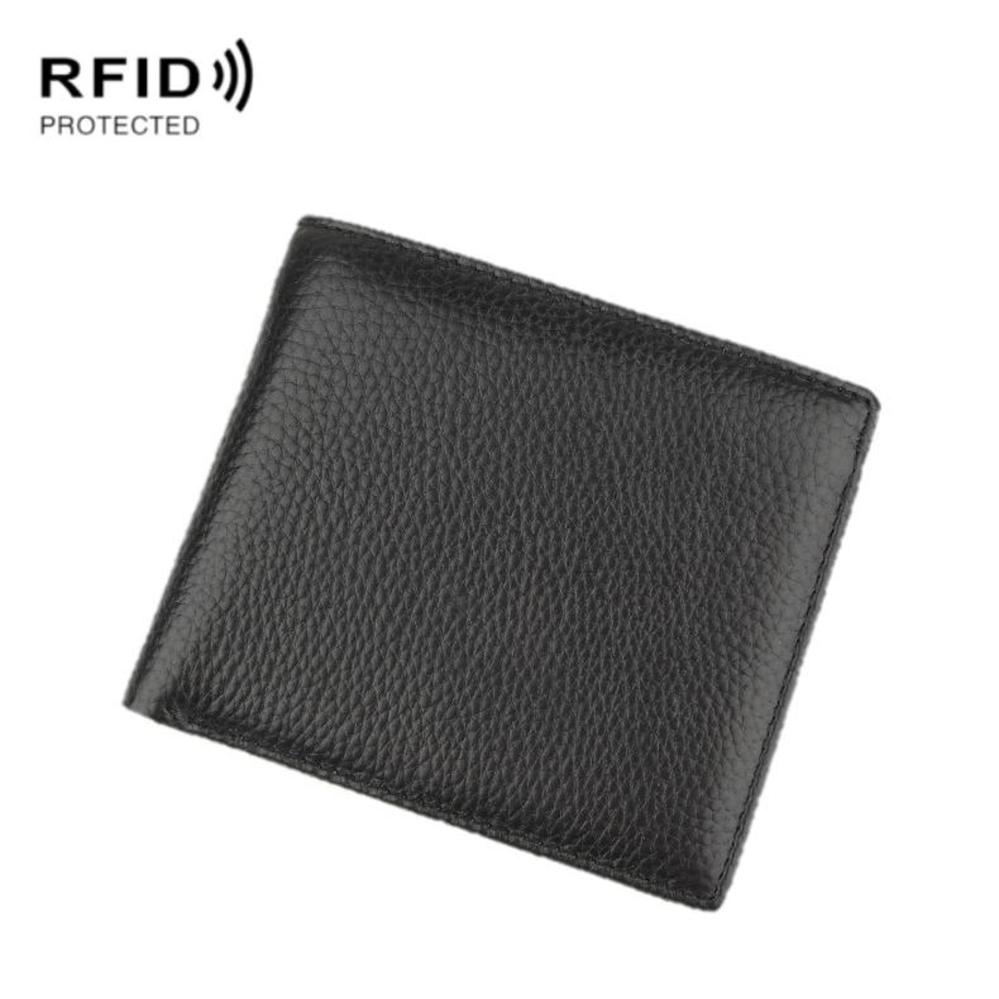 mens rfid blocking cowhide leather wallet with coin pocket