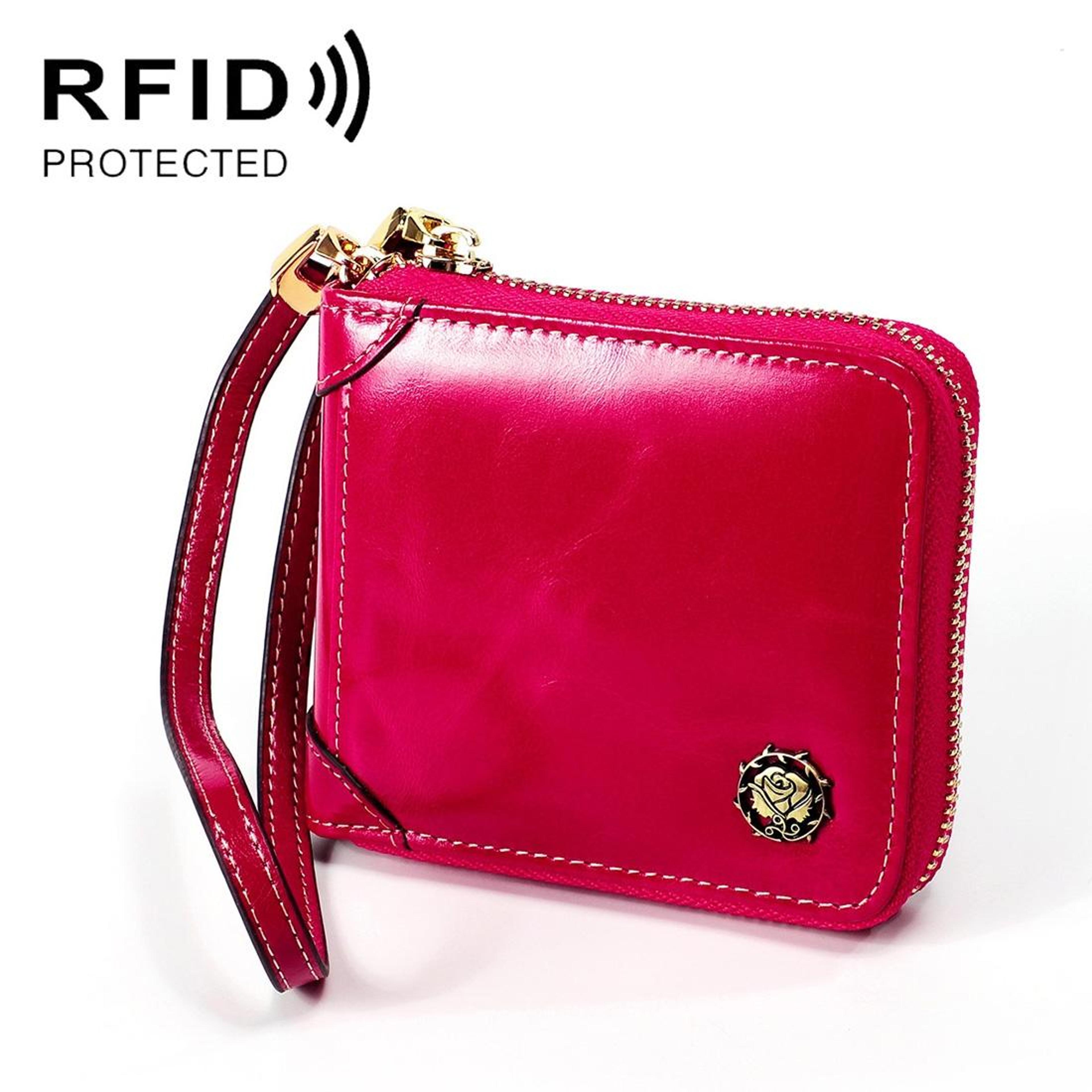 purple leather cosmetic bag and zipper wallet for women
