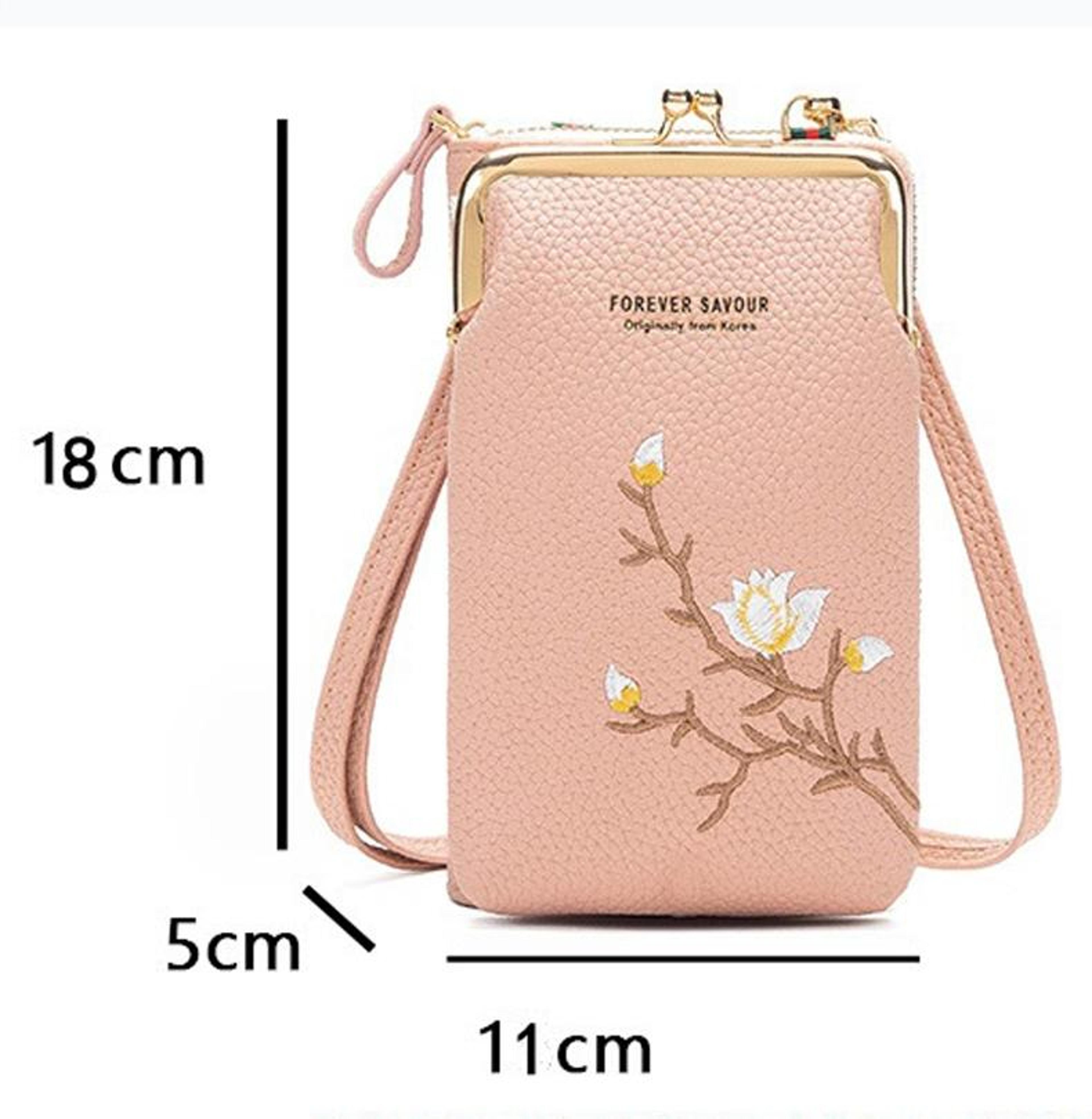 Mini Embroidered Crossbody Phone Bag With Multi Compartment Design Gray 3