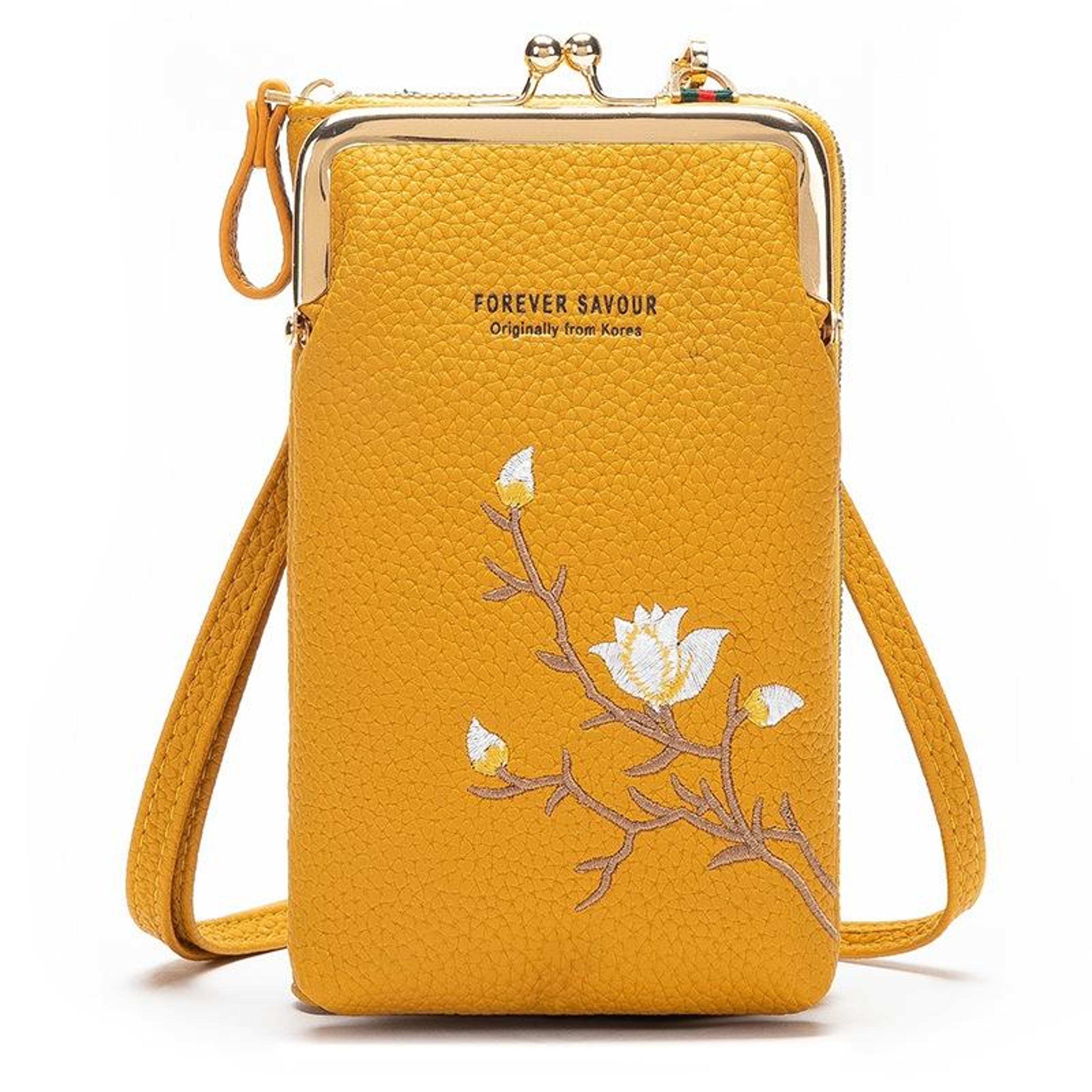 Mini Embroidered Crossbody Phone Bag With Multi Compartment Design Gray 11