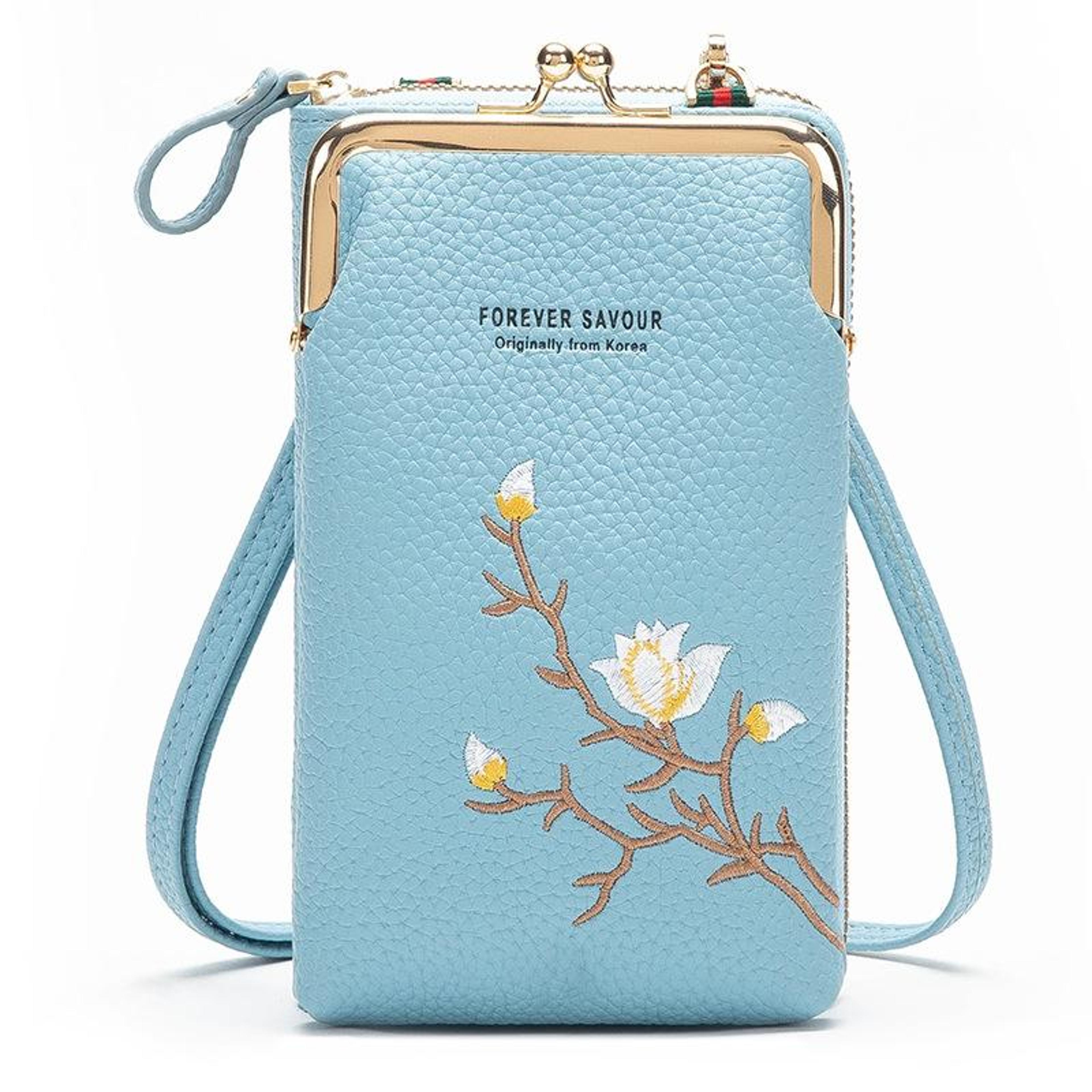Mini Embroidered Crossbody Phone Bag With Multi Compartment Design Gray 10