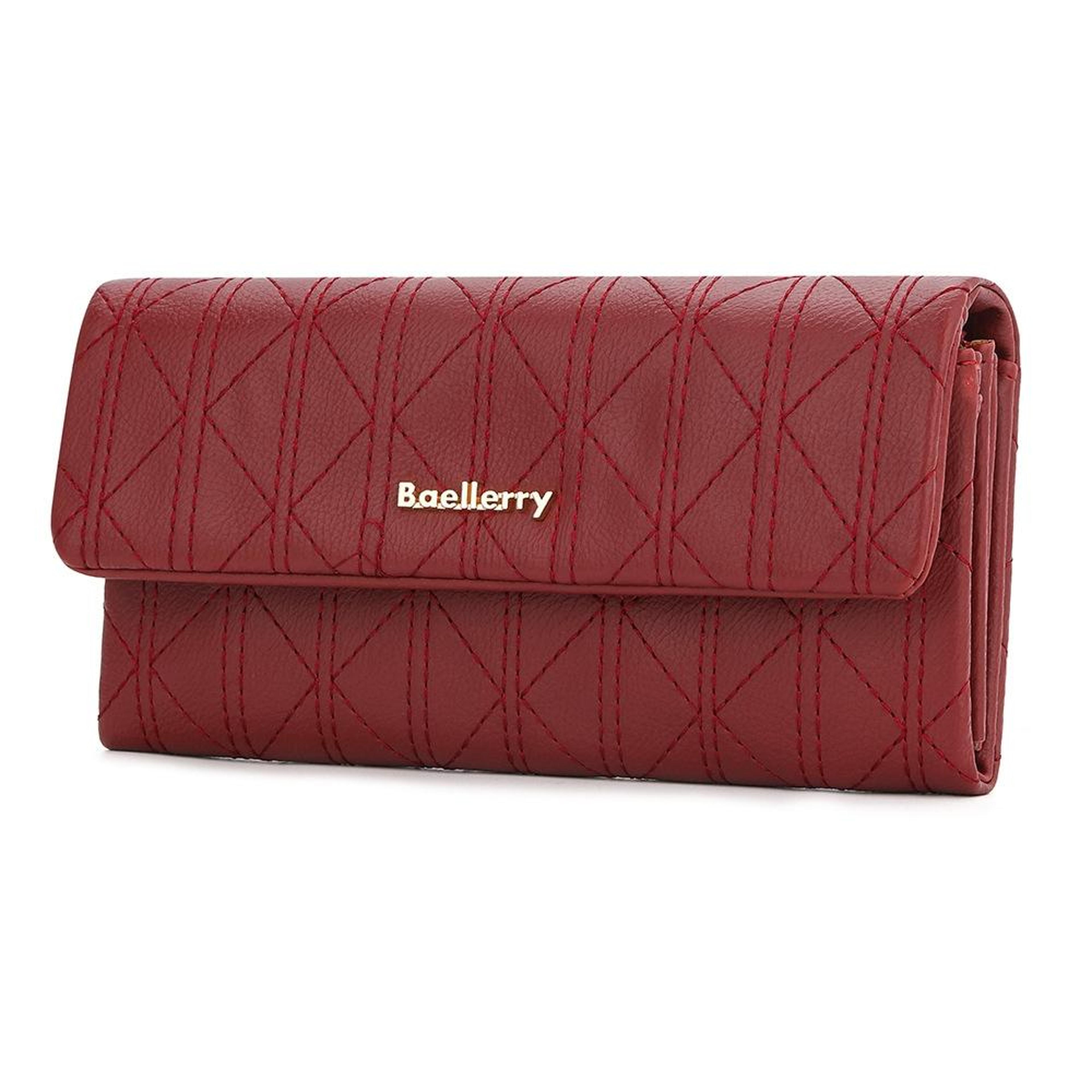 womens large capacity pu leather wallet clutch with magnetic closure maroon red
