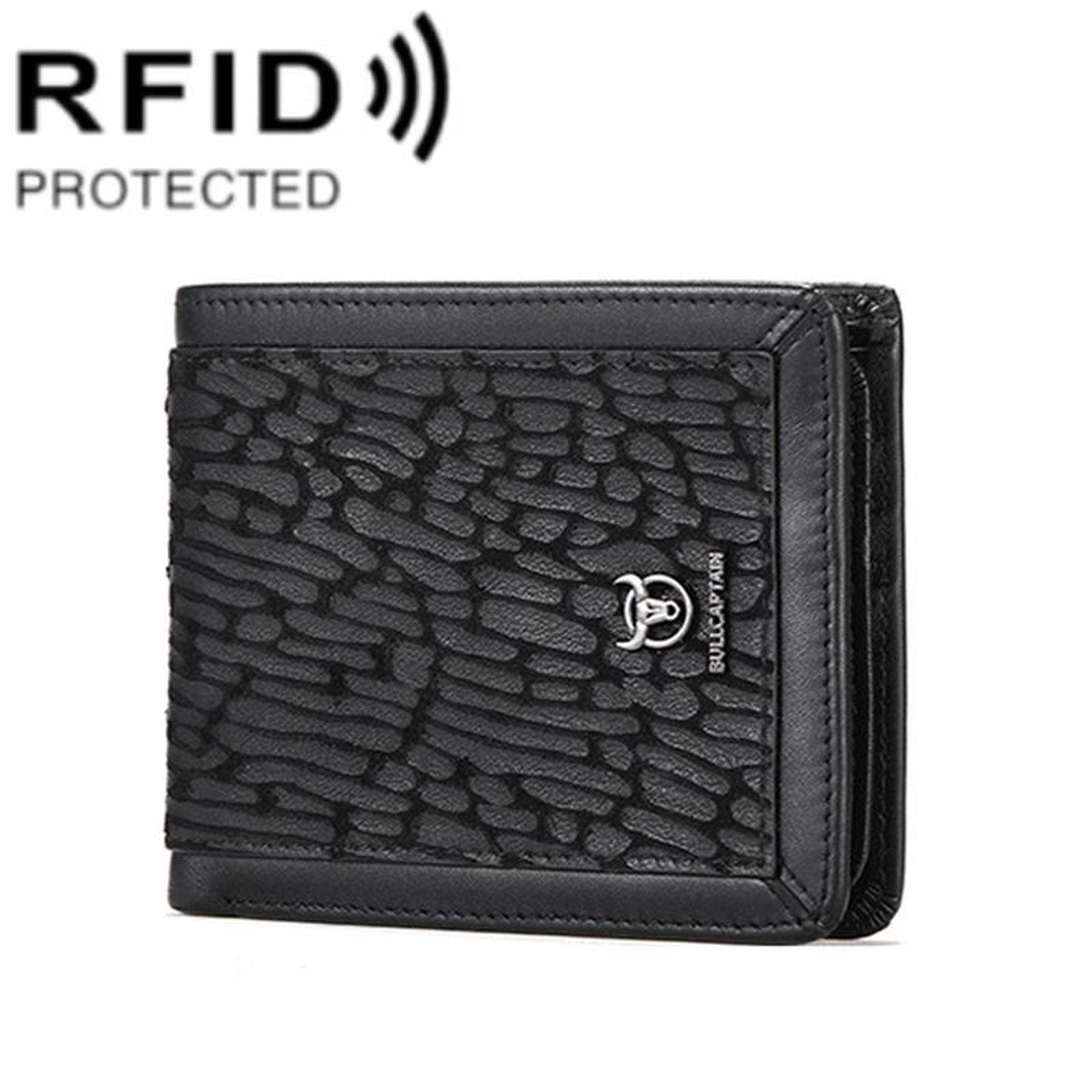 rfid blocking leather wallet in black leopard print