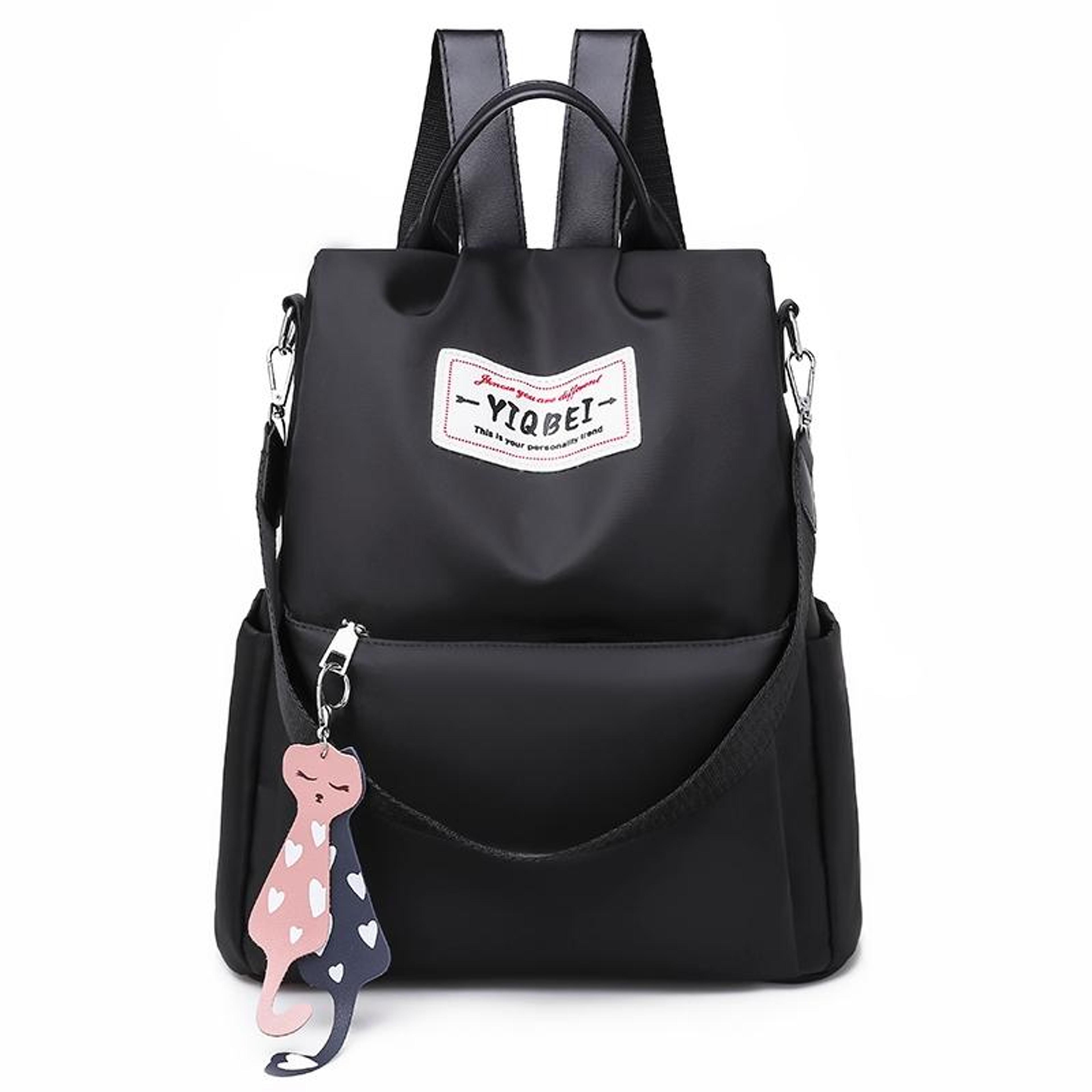 Anti Theft Crossbody Tote Backpack In Waterproof Black Oxford Cloth 1