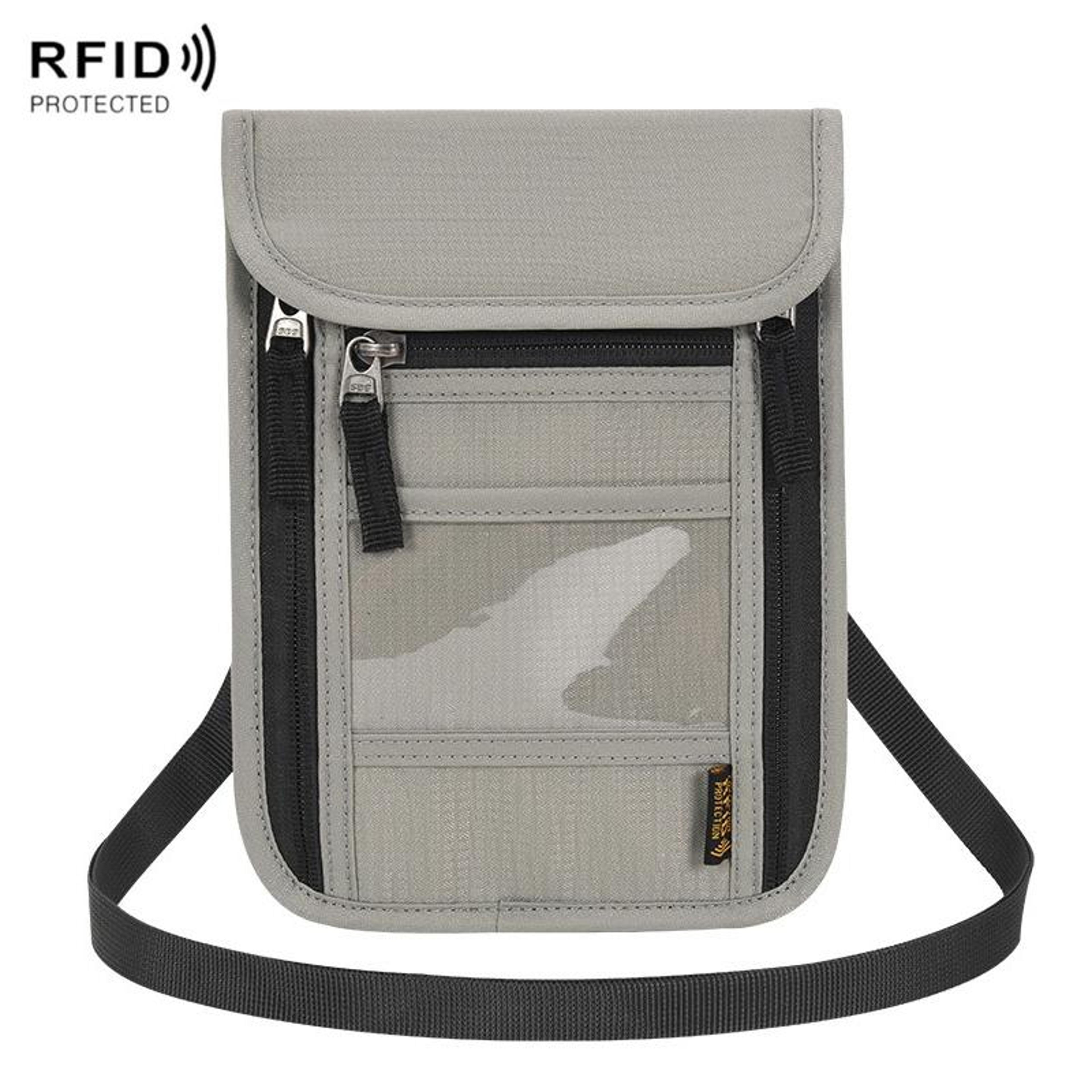rfid anti theft crossbody passport bag with water resistant fabric